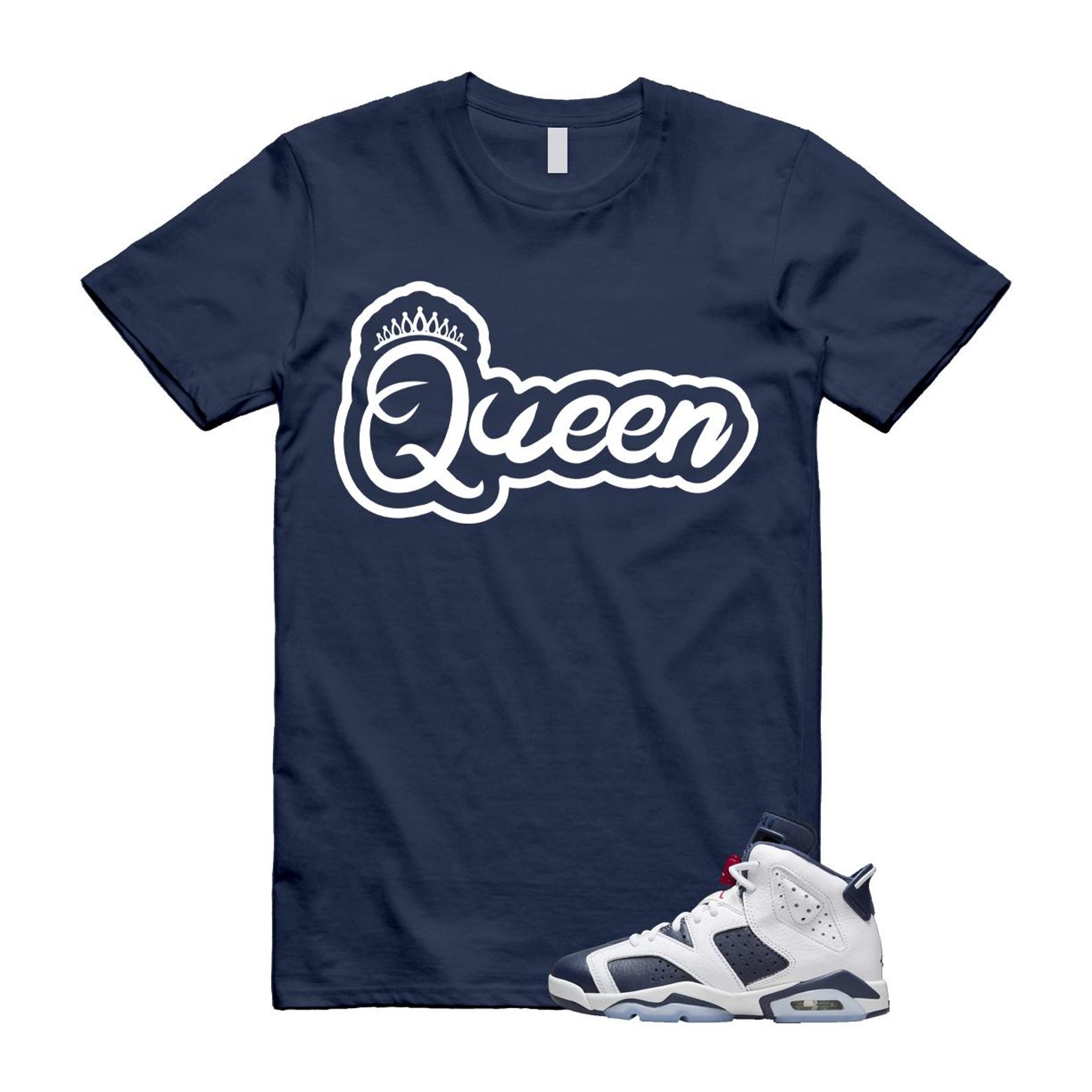 6 Olympic Midnight Navy White Varsity Red Retro T Shirt Match Q2 T-Shirt, Sneaker Match Tee