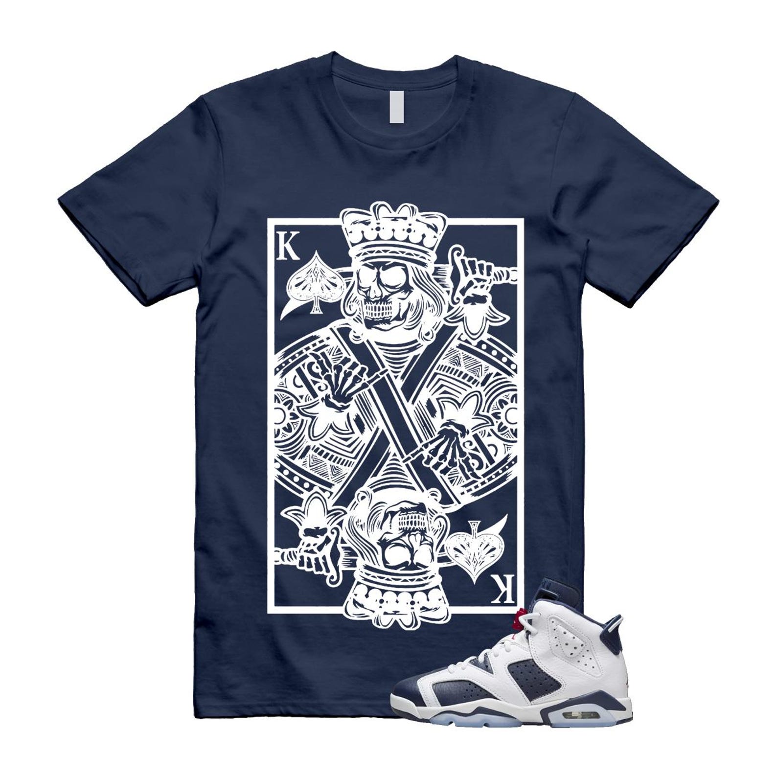 6 Olympic Midnight Navy White Varsity Red Retro T Shirt Match KC T-Shirt, Sneaker Match Tee