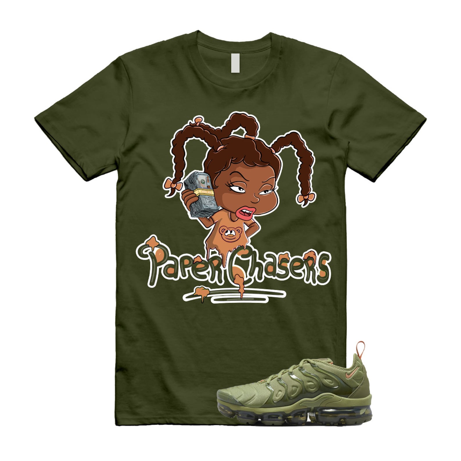 PC T Shirt to match Air VaporMax Plus Alligator WMNS Medium Olive Orange Trance T-Shirt, Sneaker Match Tee