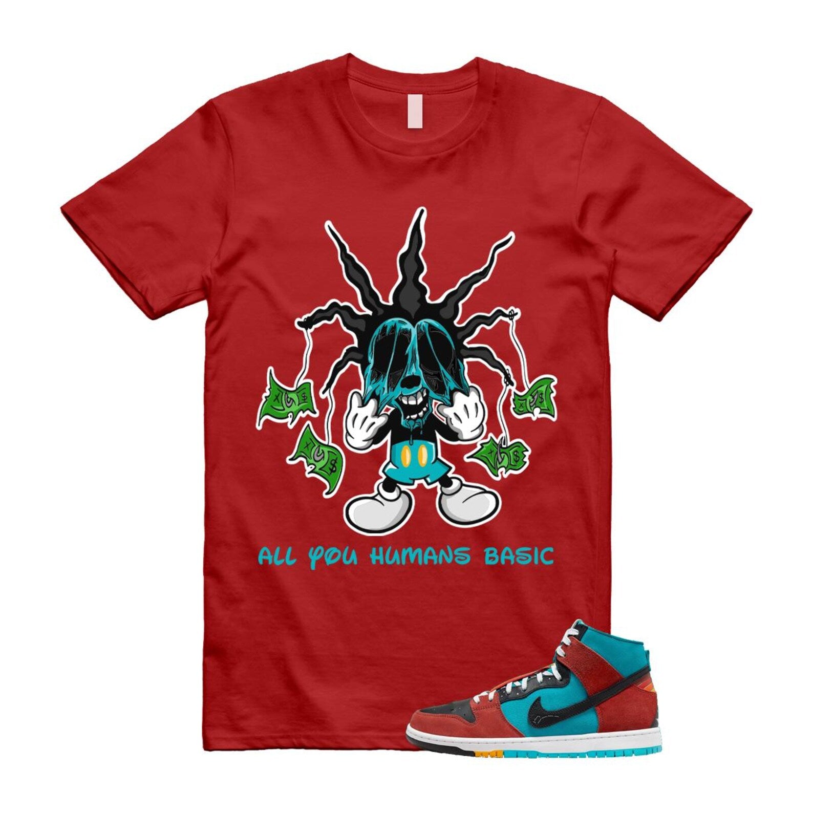 Di'orr Greenwood Navajo Arts Turquoise Blue Black Rugged Orange SB Dunk High T Shirt Match HOOK T-Shirt, Sneaker Match Tee