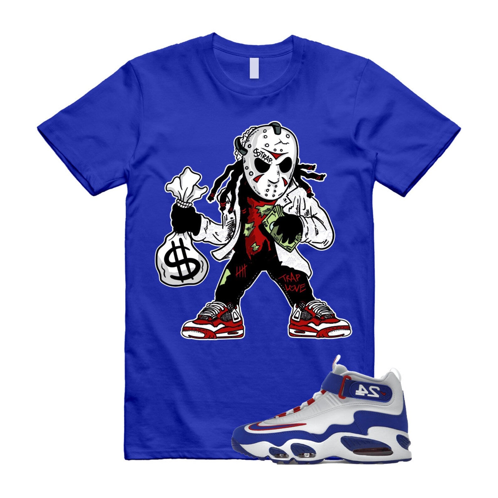 JASON T Shirt to match Air Griffey Max 1 Gym Red Old Royal Aquamarine Teal 24 USA T-Shirt, Sneaker Match Tee