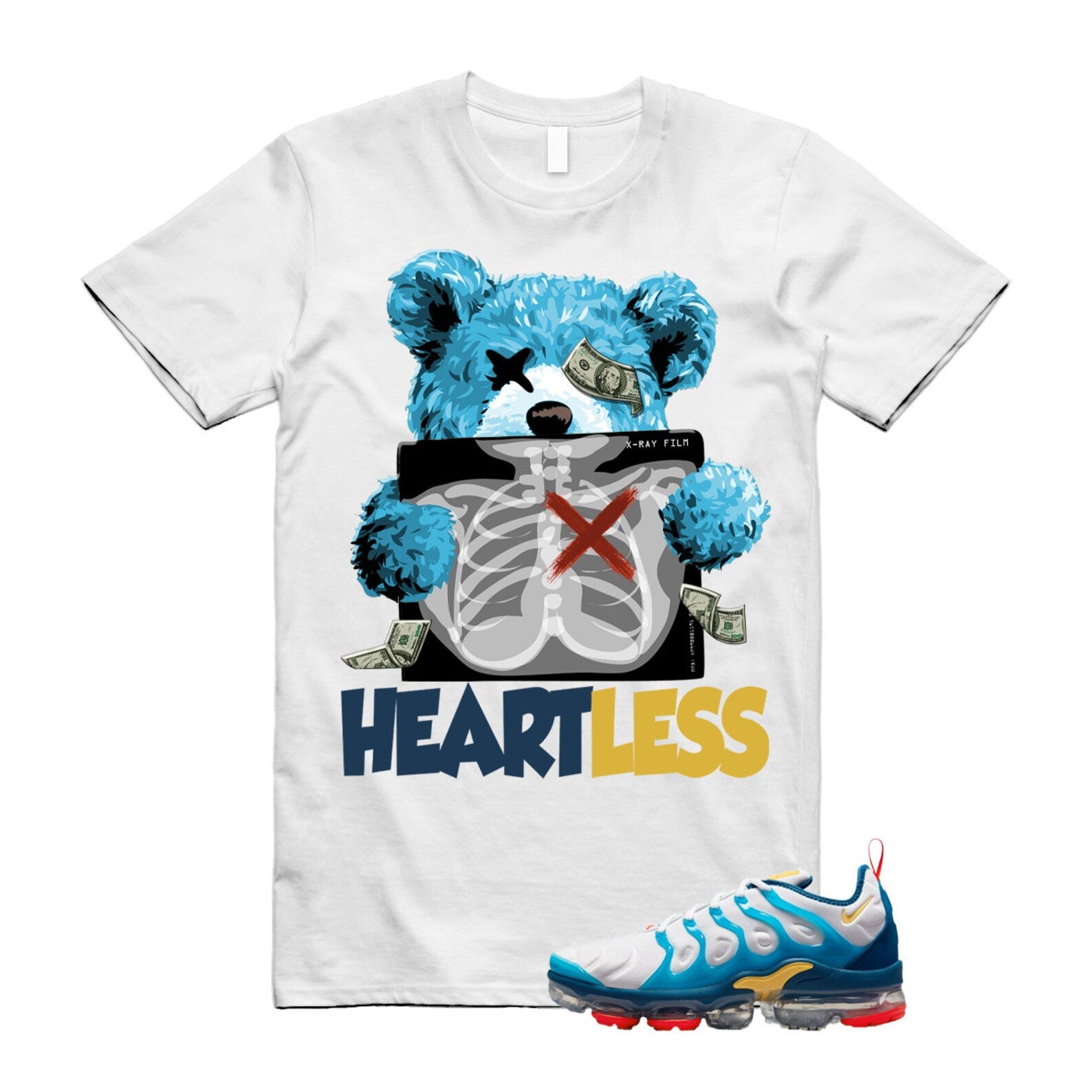 HEART T Shirt to match N Air VaporMax Plus White Citron Pulse Industrial BlueÂ  T-Shirt, Sneaker Match Tee