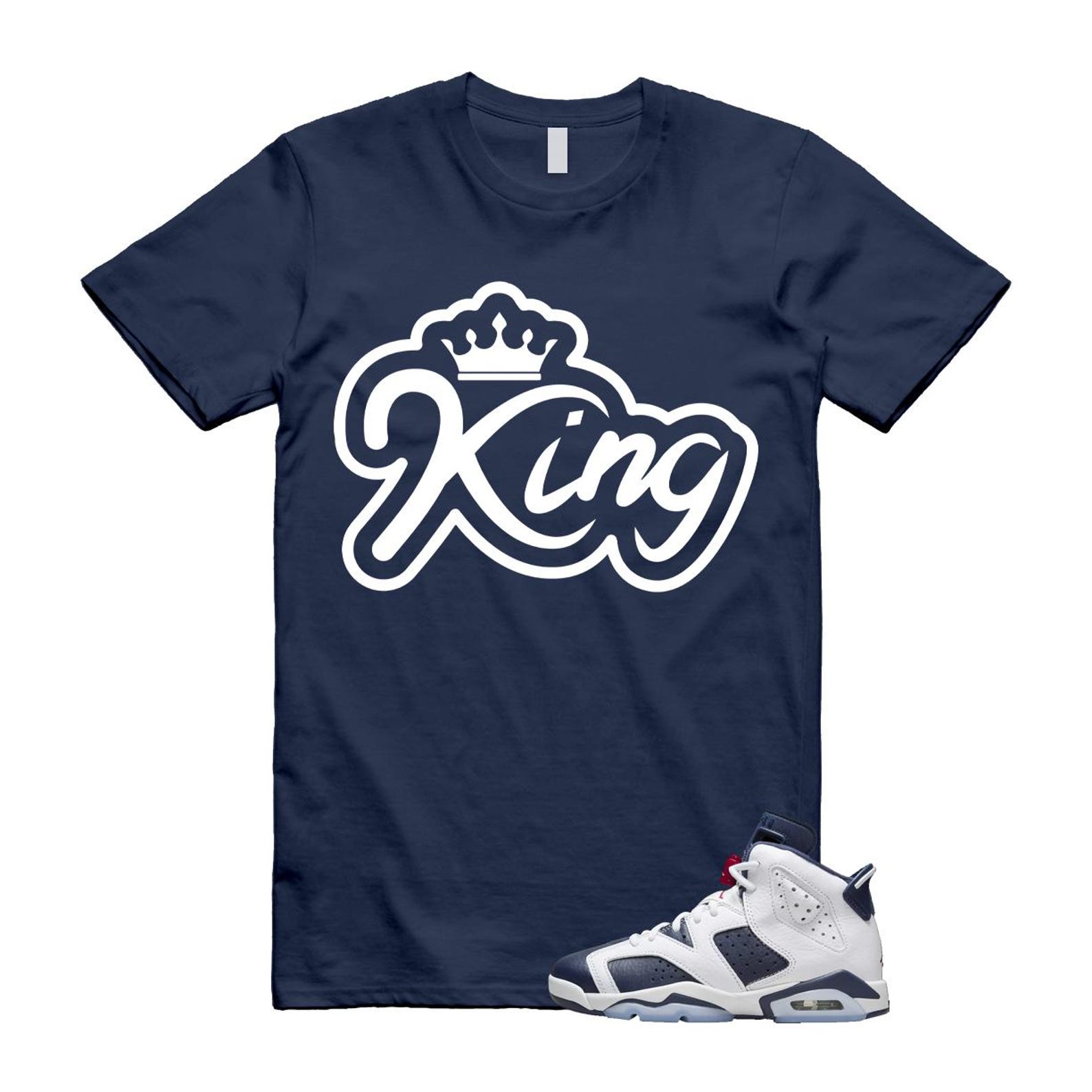 6 Olympic Midnight Navy White Varsity Red Retro T Shirt Match K2 T-Shirt, Sneaker Match Tee