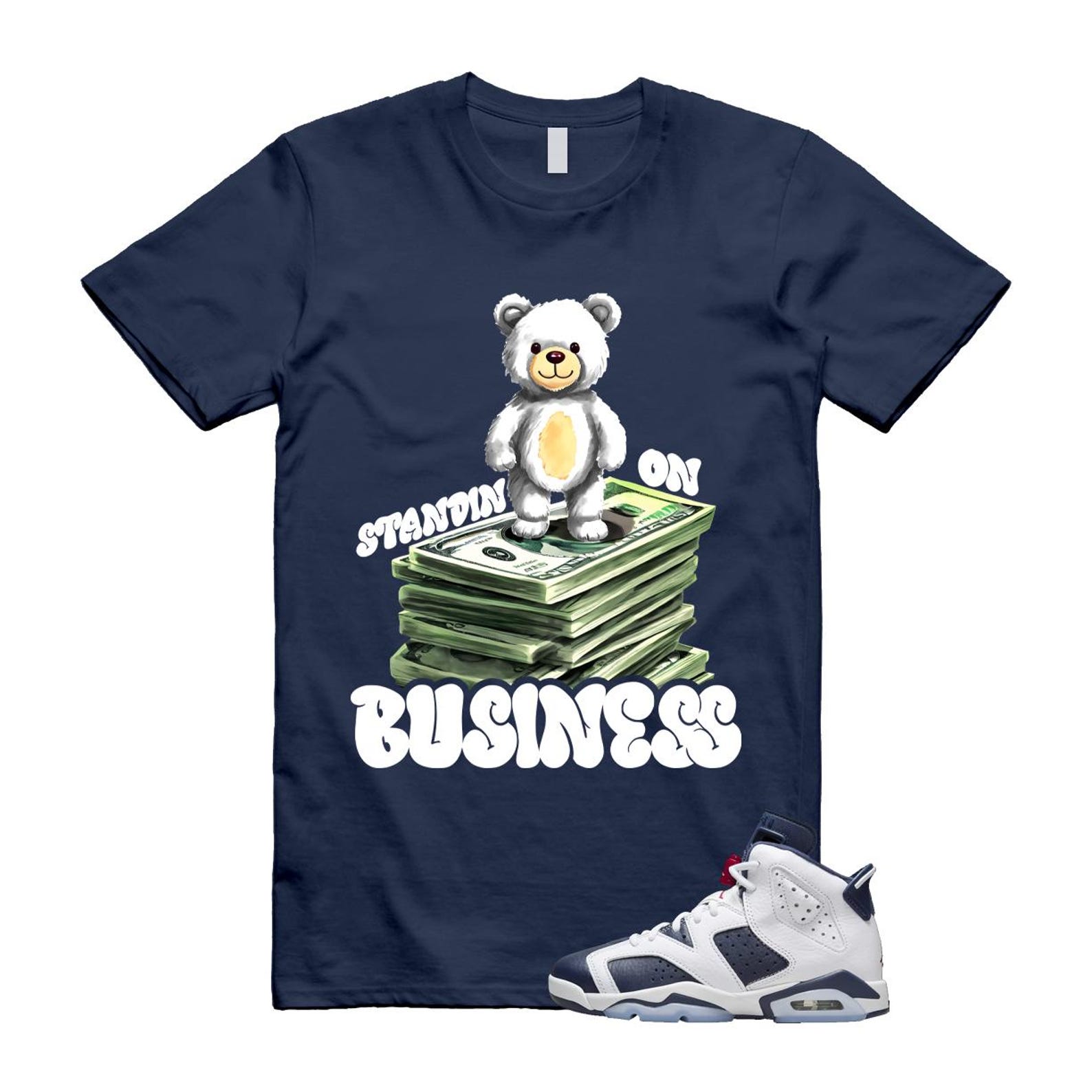 6 Olympic Midnight Navy White Varsity Red Retro T Shirt Match SB2 T-Shirt, Sneaker Match Tee