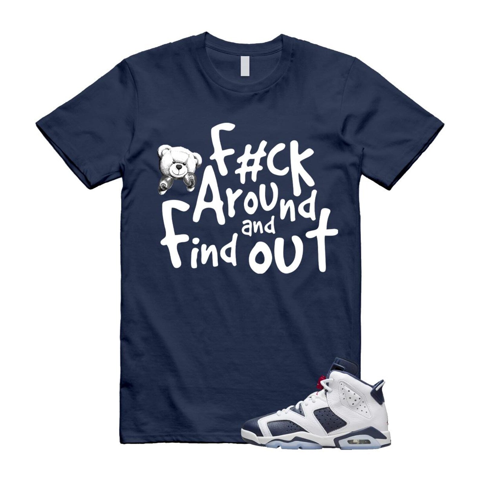 6 Olympic Midnight Navy White Varsity Red Retro T Shirt Match FCK T-Shirt, Sneaker Match Tee
