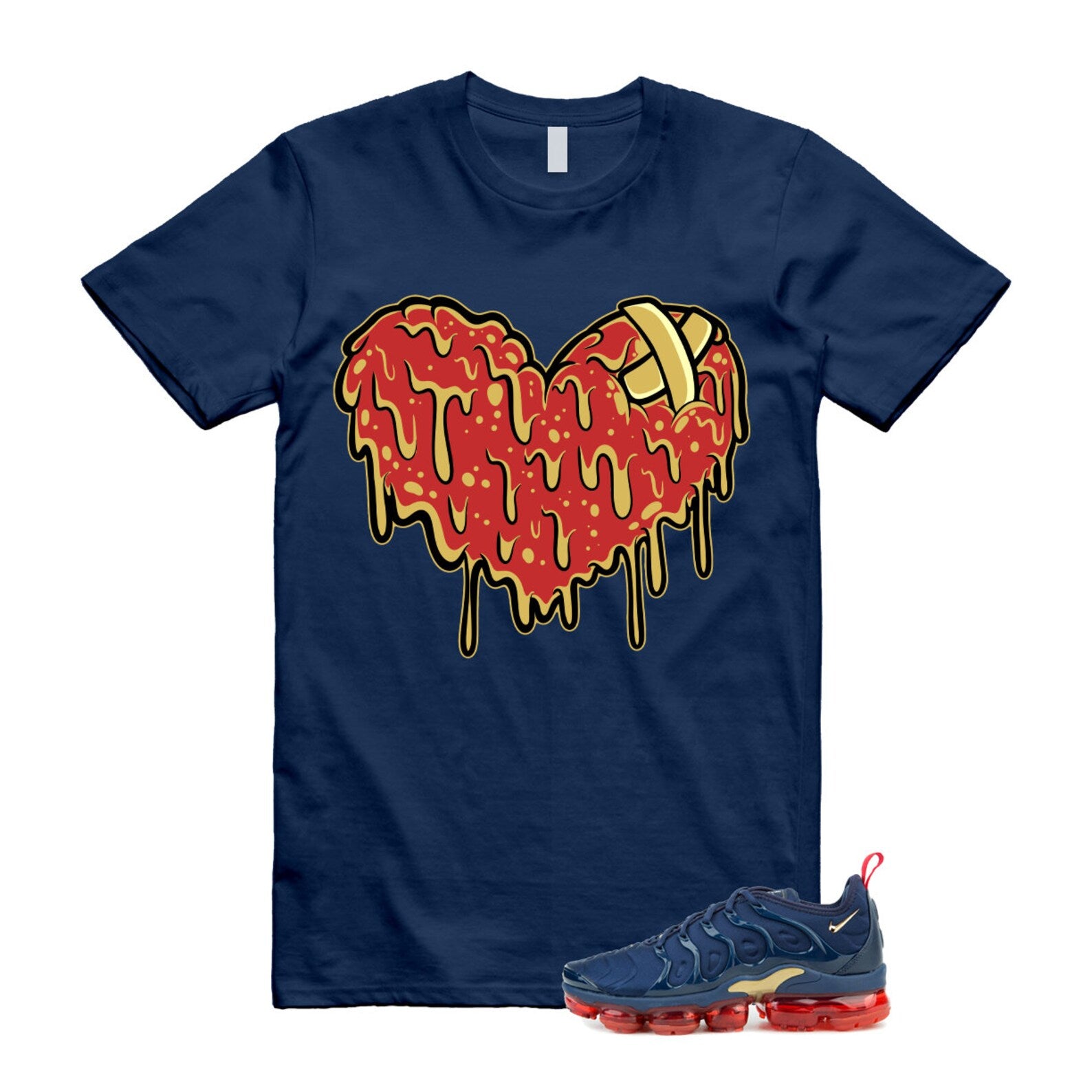 VaporMax Olympic Air Plus Midnight Navy Gold Black T Shirt Match DRHRT T-Shirt, Sneaker Match Tee