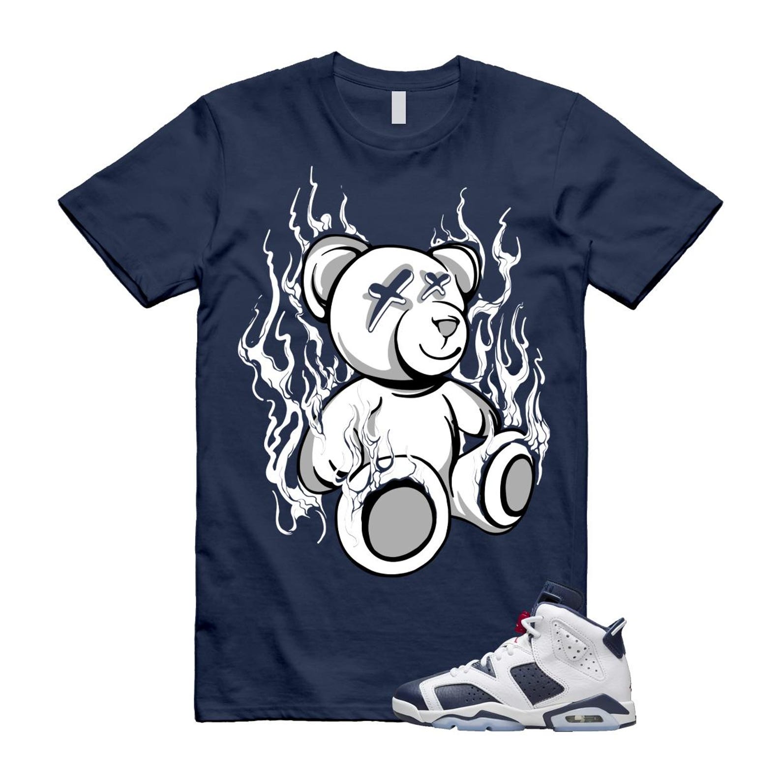 6 Olympic Midnight Navy White Varsity Red Retro T Shirt Match LIT T-Shirt, Sneaker Match Tee