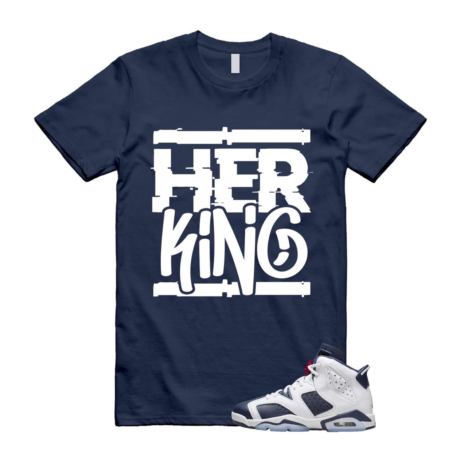 6 Olympic Midnight Navy White Varsity Red Retro T Shirt Match HK T-Shirt, Sneaker Match Tee
