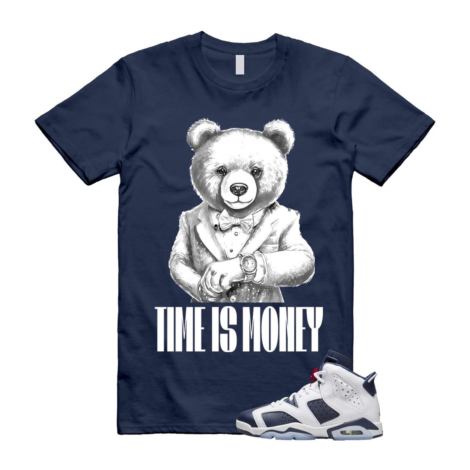 6 Olympic Midnight Navy White Varsity Red Retro T Shirt Match TIM T-Shirt, Sneaker Match Tee
