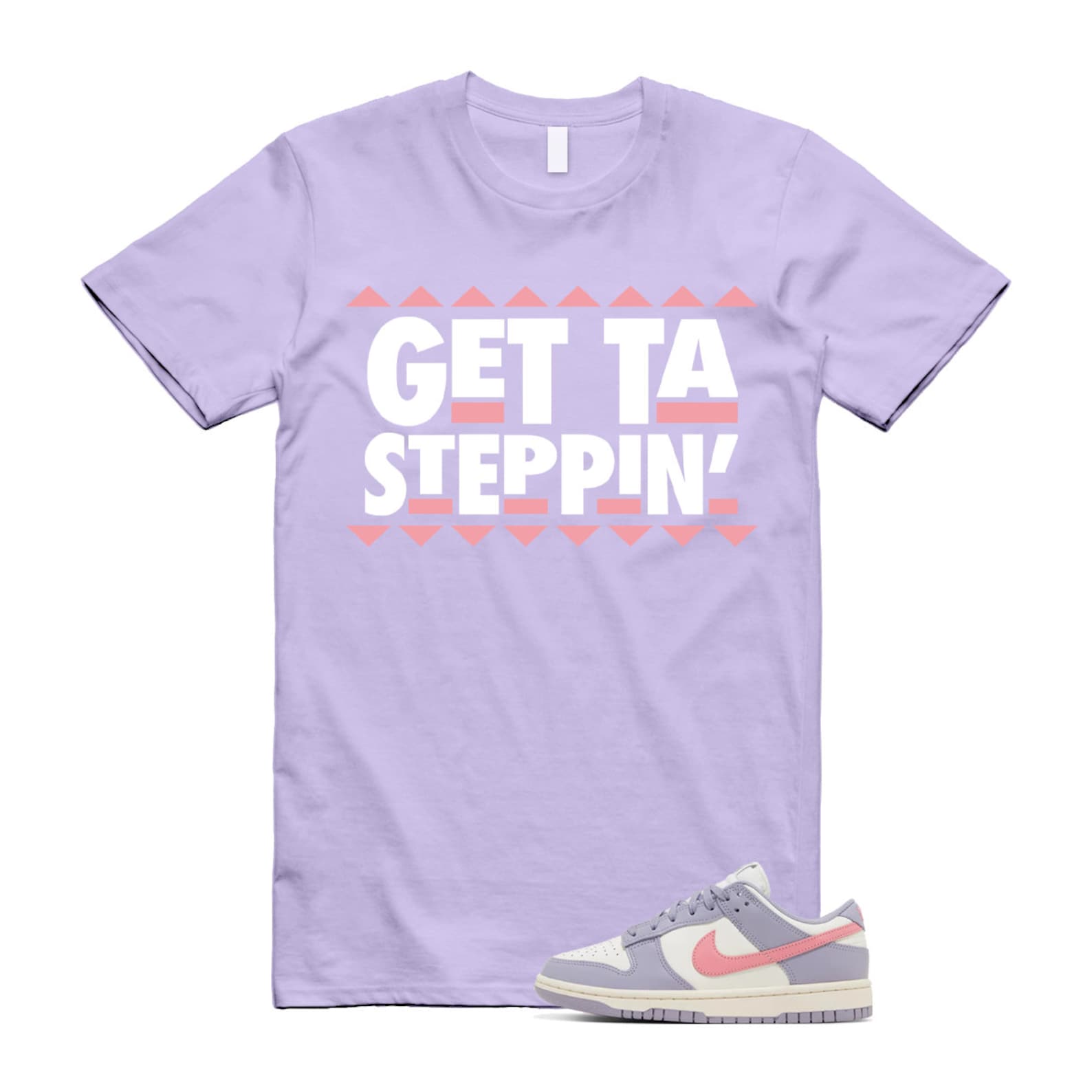 GET T Shirt to match N Dunk Low Indigo Haze WMNS Coral Chalk Sail Purple Lavender Pink White T-Shirt, Sneaker Match Tee