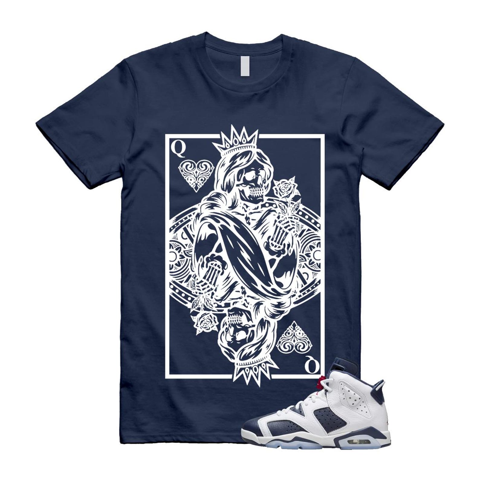 6 Olympic Midnight Navy White Varsity Red Retro T Shirt Match QC T-Shirt, Sneaker Match Tee