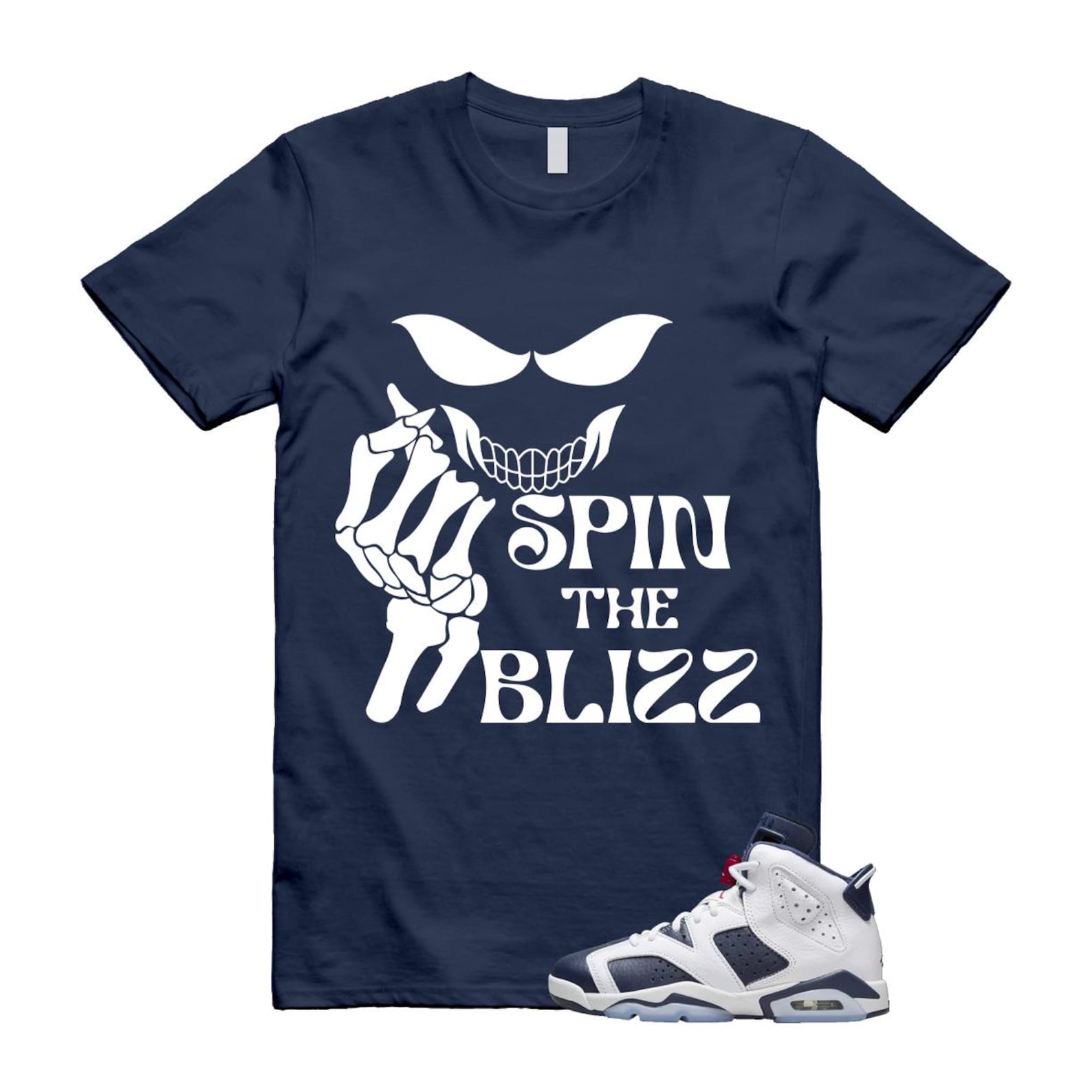 6 Olympic Midnight Navy White Varsity Red Retro T Shirt Match BLIZZ T-Shirt, Sneaker Match Tee
