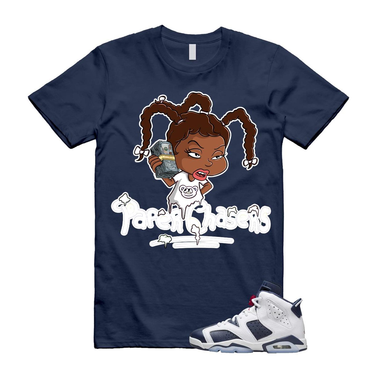 6 Olympic Midnight Navy White Varsity Red Retro T Shirt Match PC T-Shirt, Sneaker Match Tee