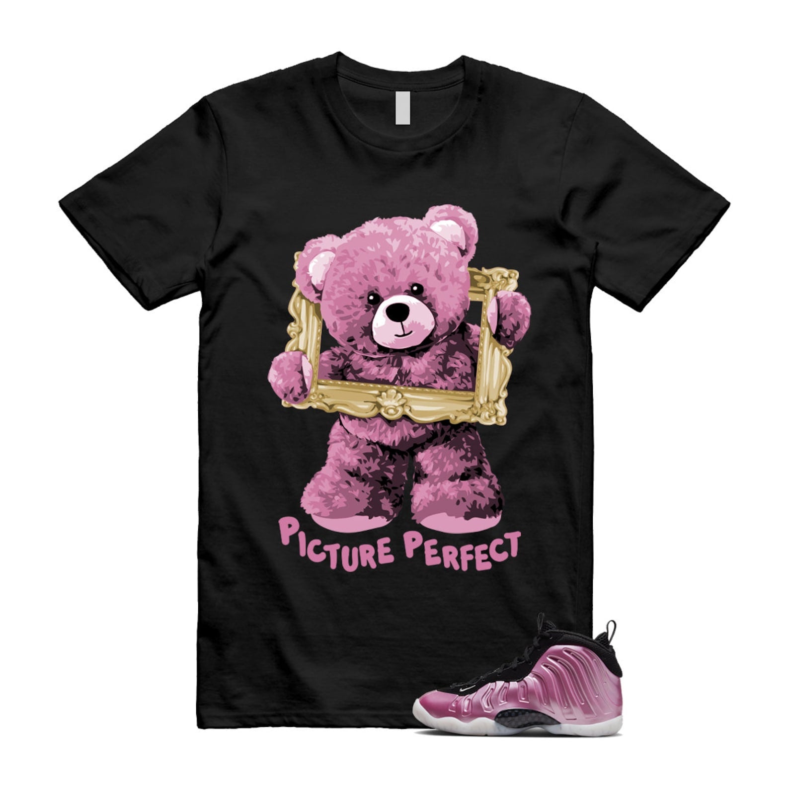 PIC T Shirt to match N Little Posite One Polarized Pink Metallic Silver Black White Foamposite T-Shirt, Sneaker Match Tee