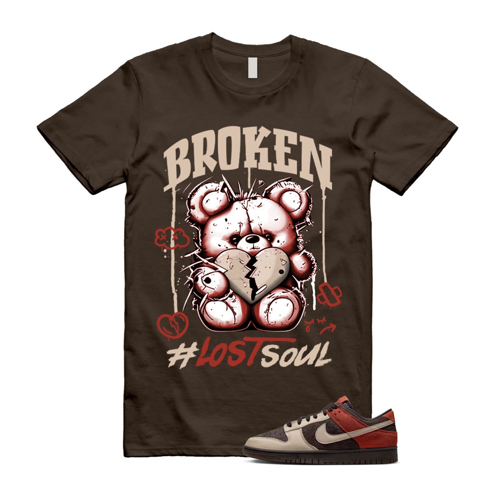 Dunk Red Panda Velvet Brown Sanddrift Rugged Orange Low T Shirt Match BRLS T-Shirt, Sneaker Match Tee