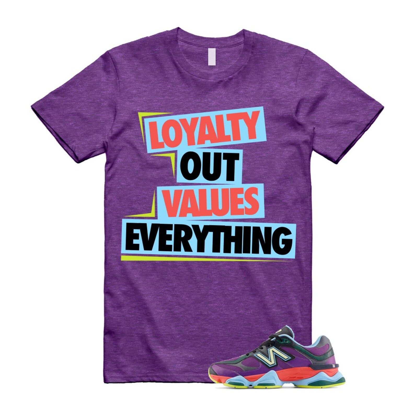9060 Neon Nights Purple Red Blue Black T Shirt Match LOVE T-Shirt, Sneaker Match Tee