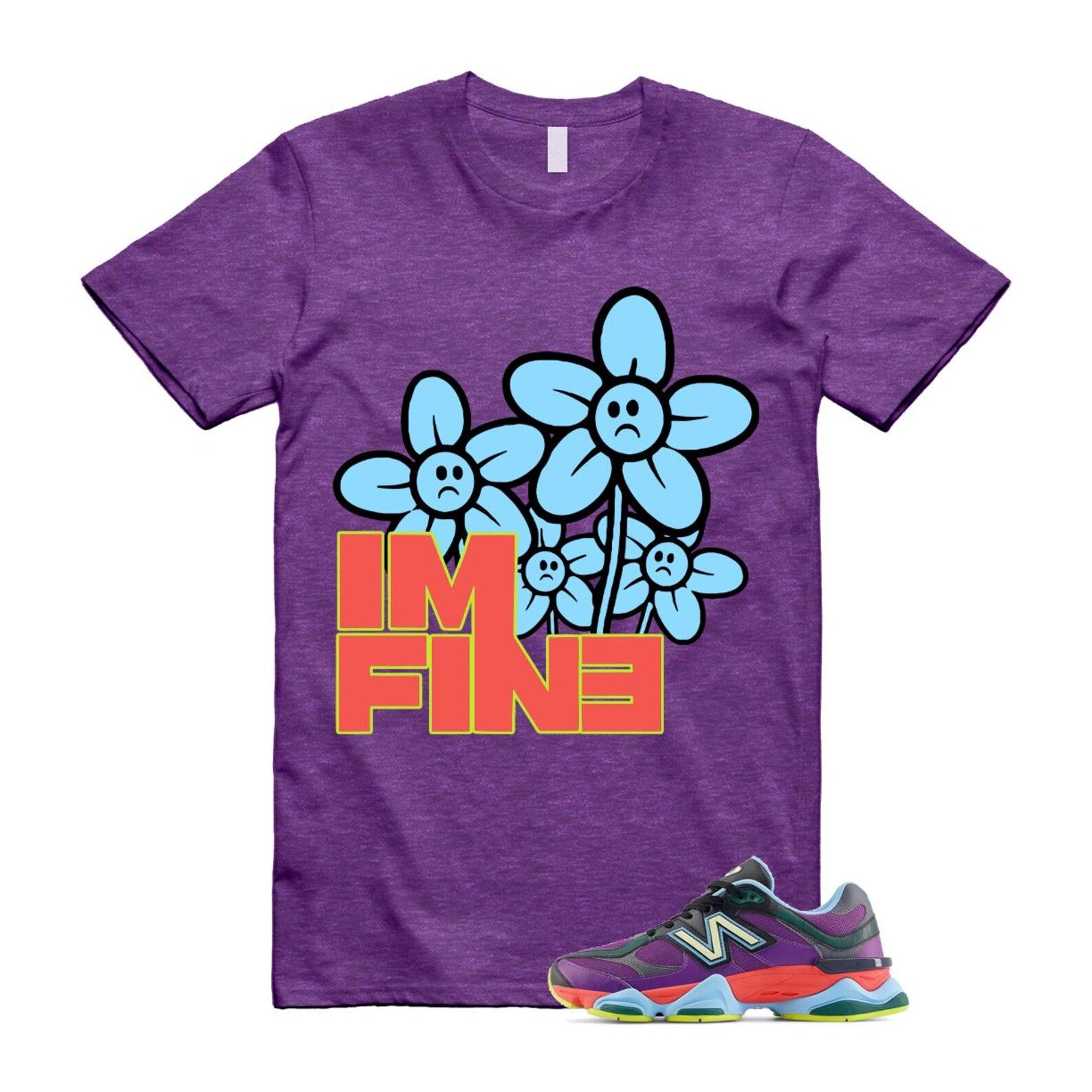 9060 Neon Nights Purple Red Blue Black T Shirt Match FINE T-Shirt, Sneaker Match Tee