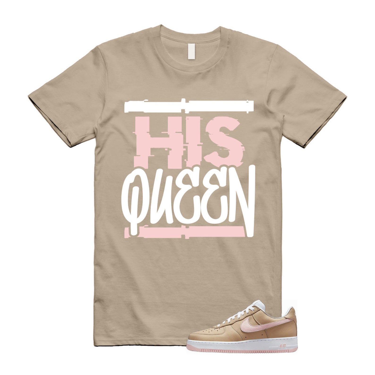 Air Force 1 Linen Atmosphere True White Tan Pink Low T Shirt Match HQ T-Shirt, Sneaker Match Tee