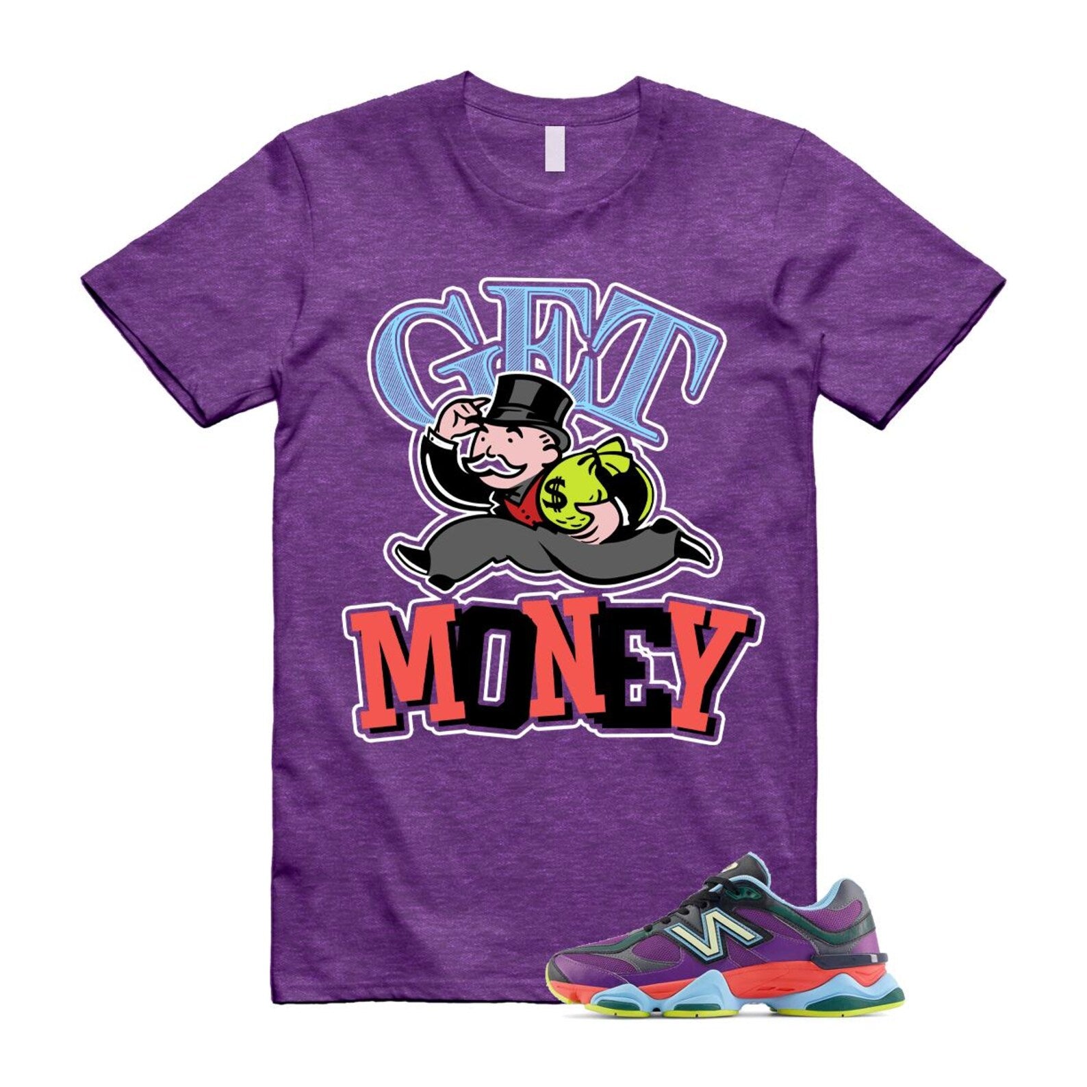 9060 Neon Nights Purple Red Blue Black T Shirt Match GM T-Shirt, Sneaker Match Tee