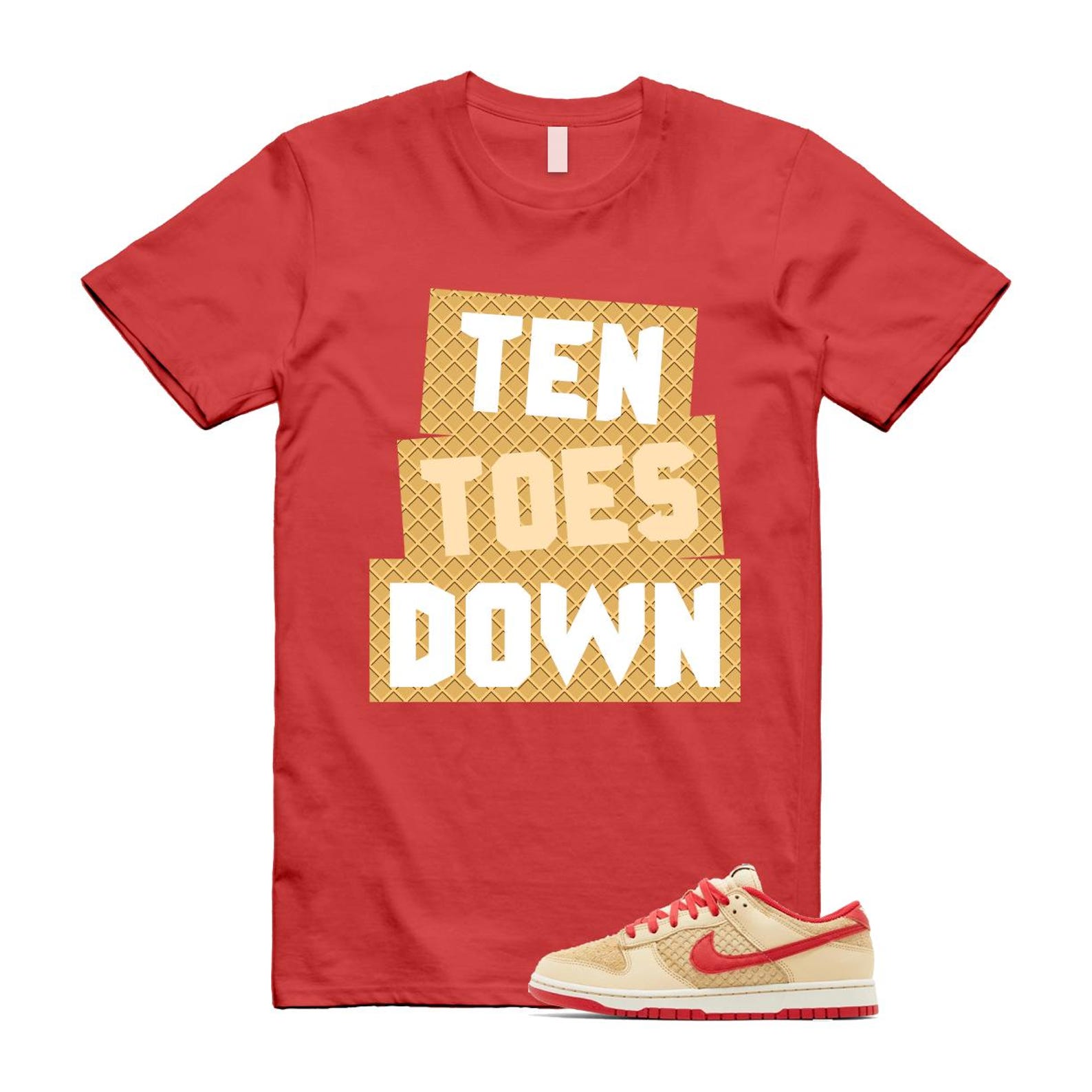 Dunk Strawberry Waffle Pale Vanilla University Red Sail Wheat Low Retro SE T Shirt Match TTD T-Shirt, Sneaker Match Tee