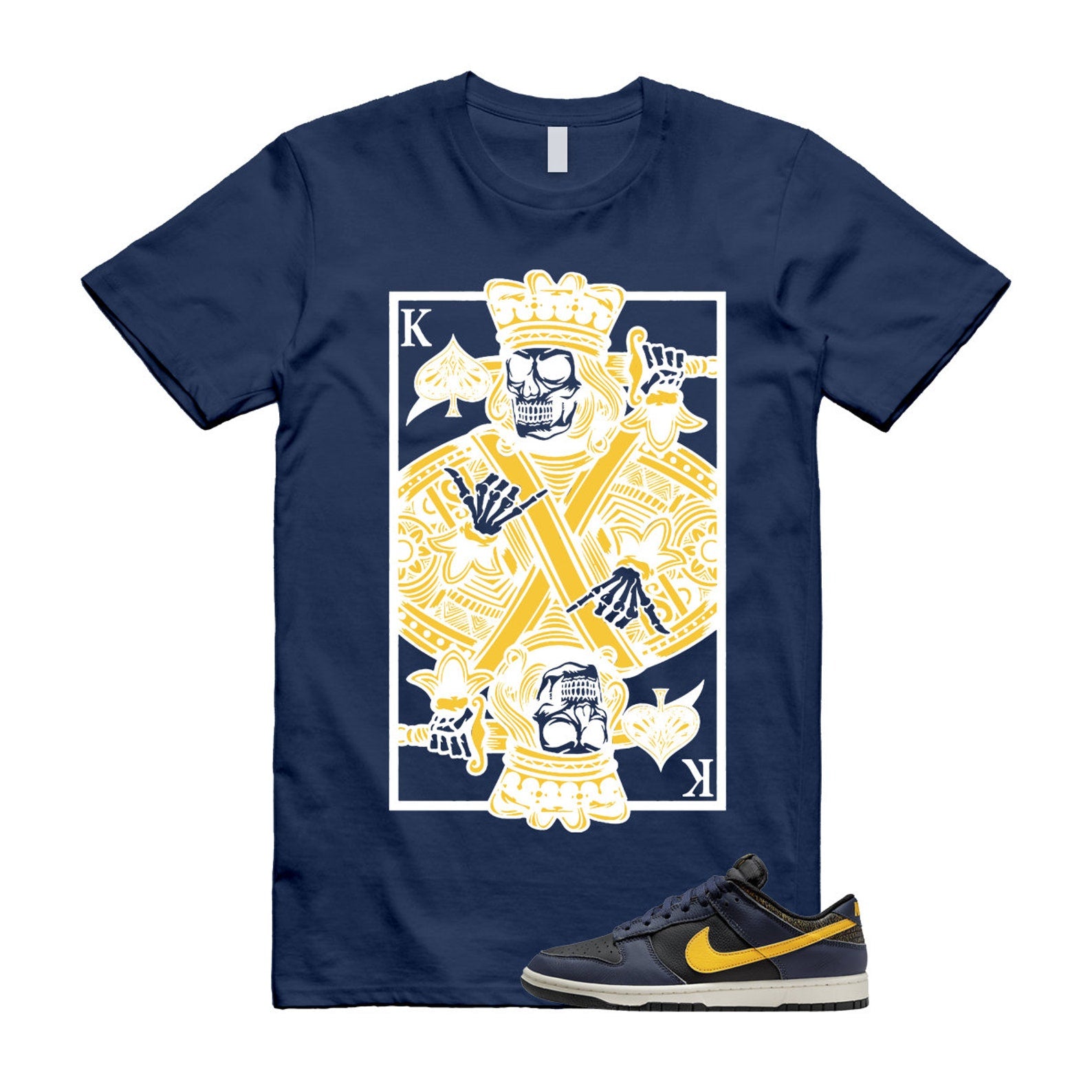Dunk Vintage Michigan Midnight Navy Sail Black Tour Yellow Low T Shirt Match KC T-Shirt, Sneaker Match Tee