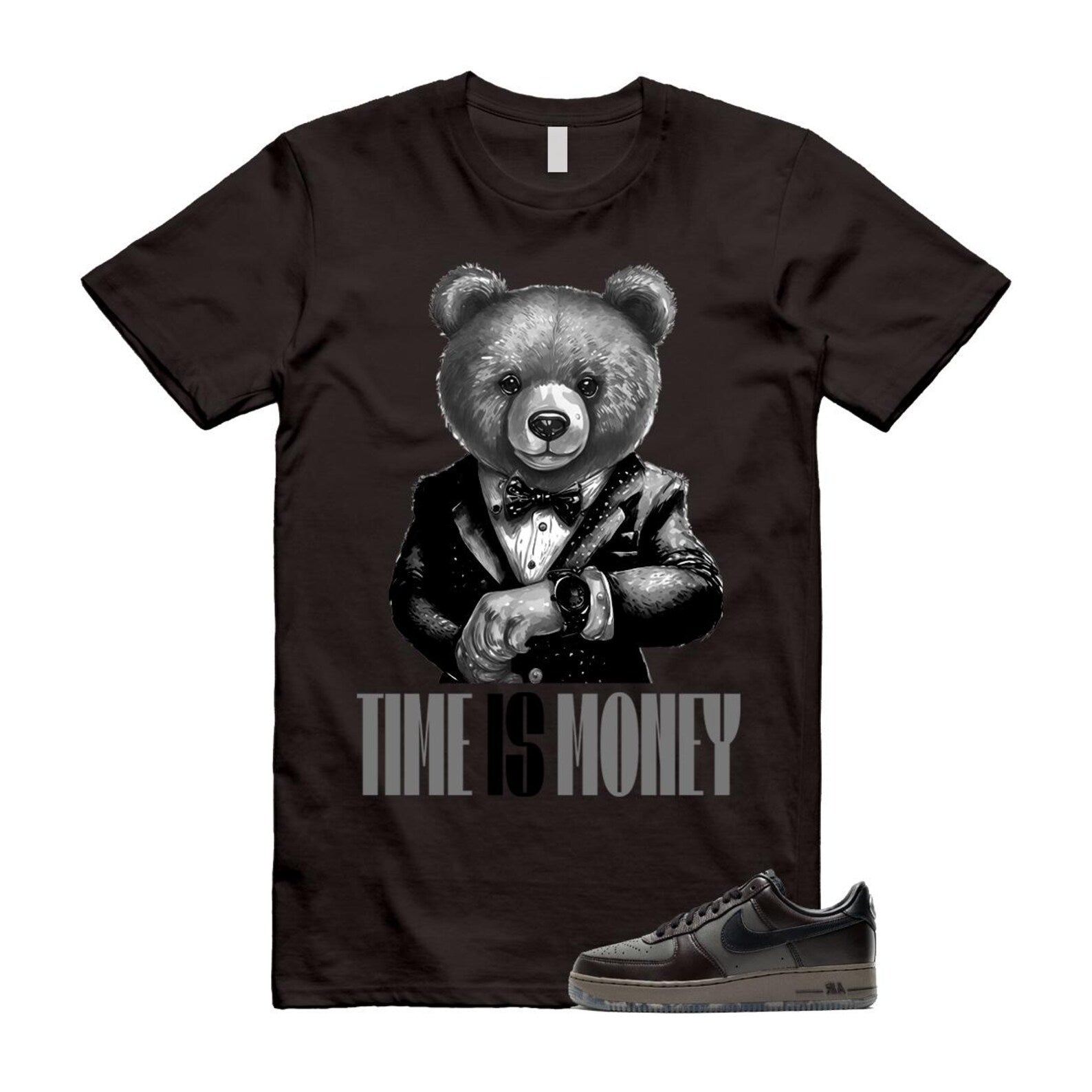 Air Force 1 Paris Black Tea Petra Brown Low T Shirt Match TIM T-Shirt, Sneaker Match Tee