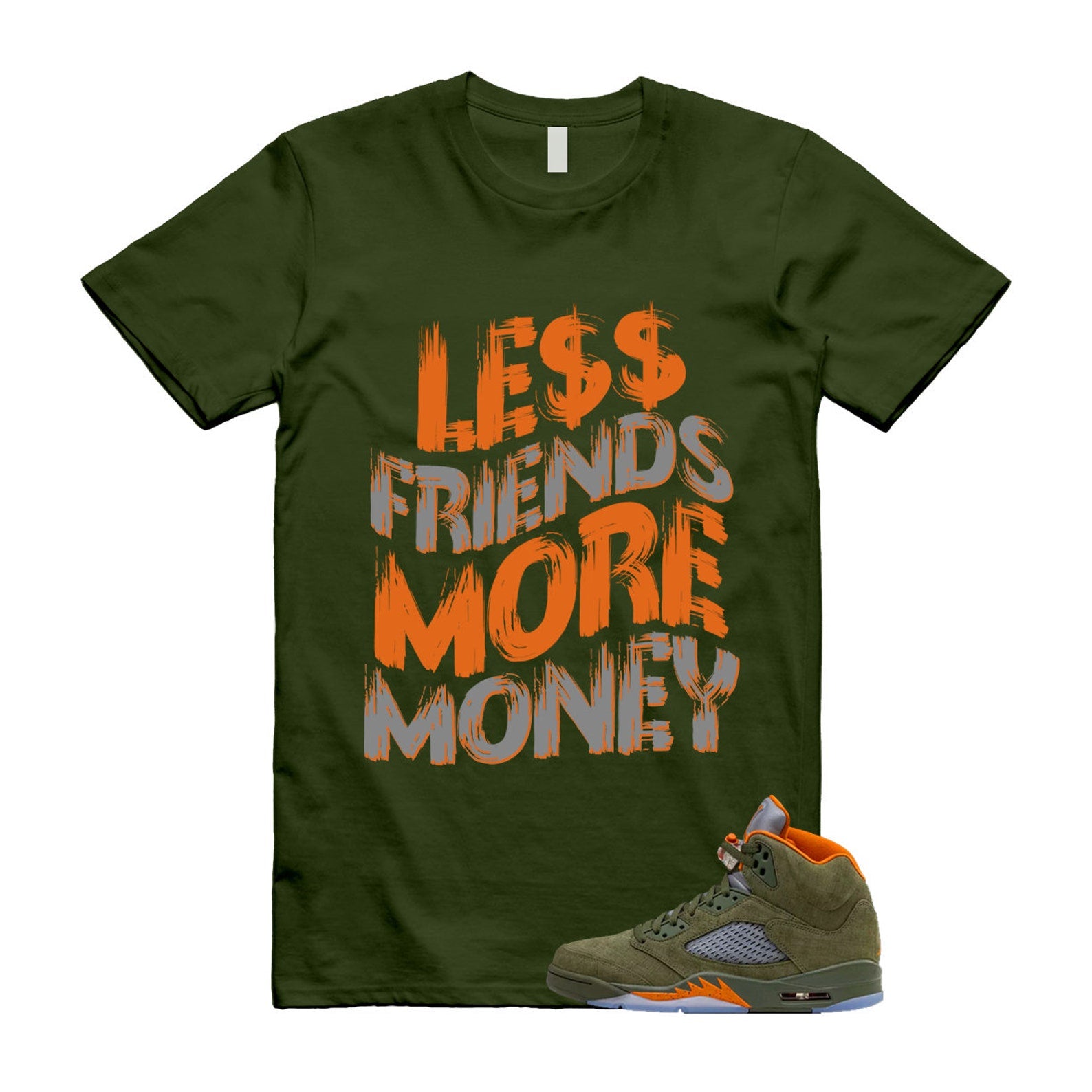 5 Olive Army Solar Orange Black Retro T Shirt Match LF T-Shirt, Sneaker Match Tee