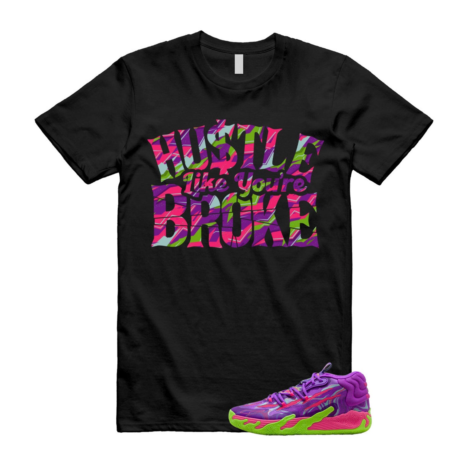 Toxic LaMelo Ball Purple Glimmer Green Gecko 03 Slime T Shirt Match BROKE T-Shirt, Sneaker Match Tee