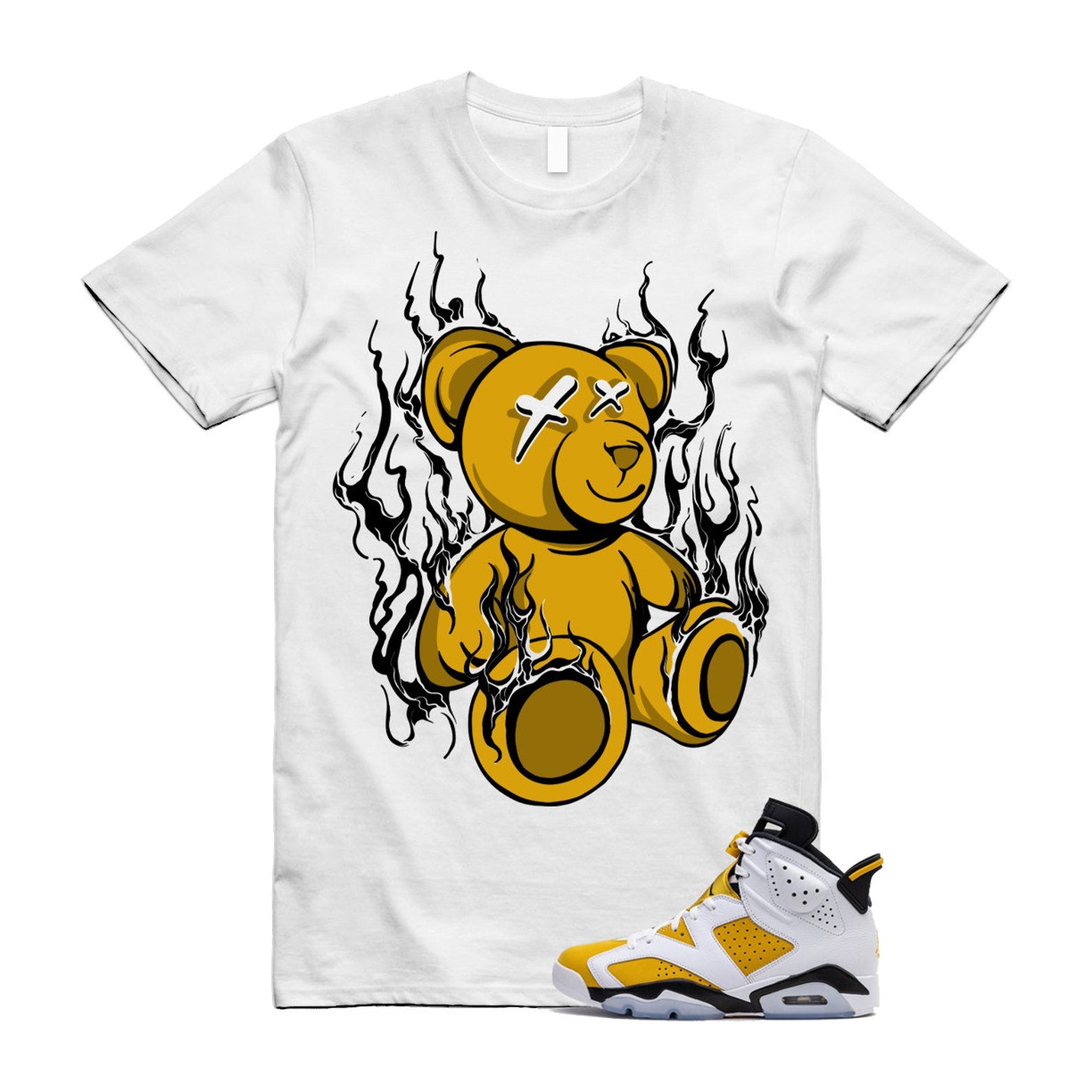 Yellow Ochre 6 Black White T Shirt Match LIT T-Shirt, Sneaker Match Tee