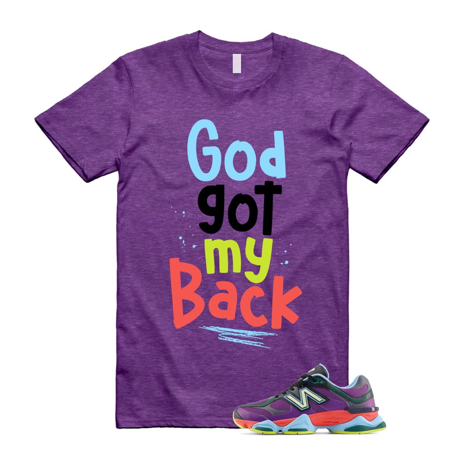 9060 Neon Nights Purple Red Blue Black T Shirt Match GOD T-Shirt, Sneaker Match Tee