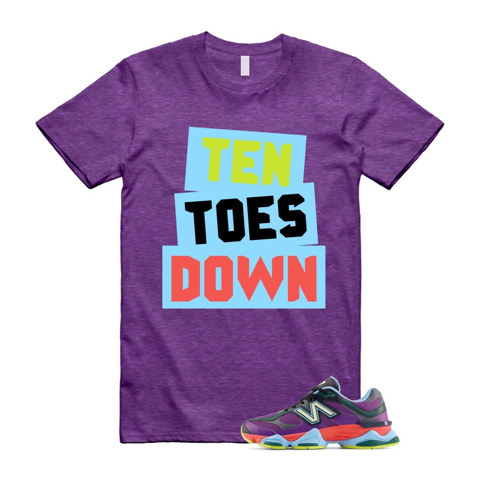 9060 Neon Nights Purple Red Blue Black T Shirt Match TTD T-Shirt, Sneaker Match Tee
