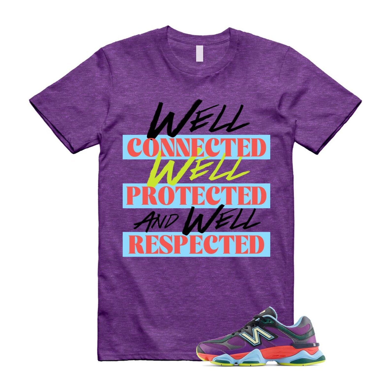 9060 Neon Nights Purple Red Blue Black T Shirt Match WELL T-Shirt, Sneaker Match Tee