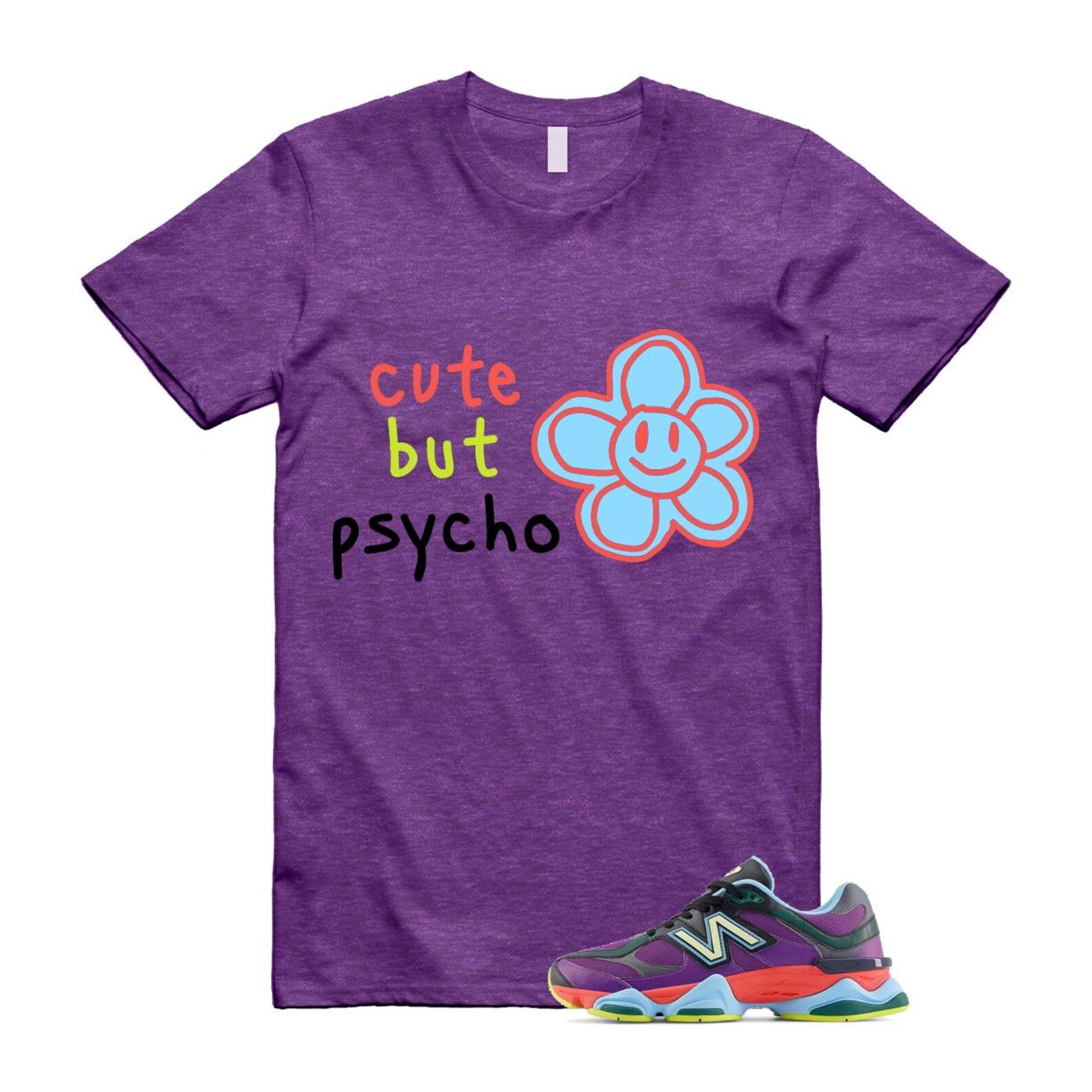 9060 Neon Nights Purple Red Blue Black T Shirt Match PSYCHO T-Shirt, Sneaker Match Tee