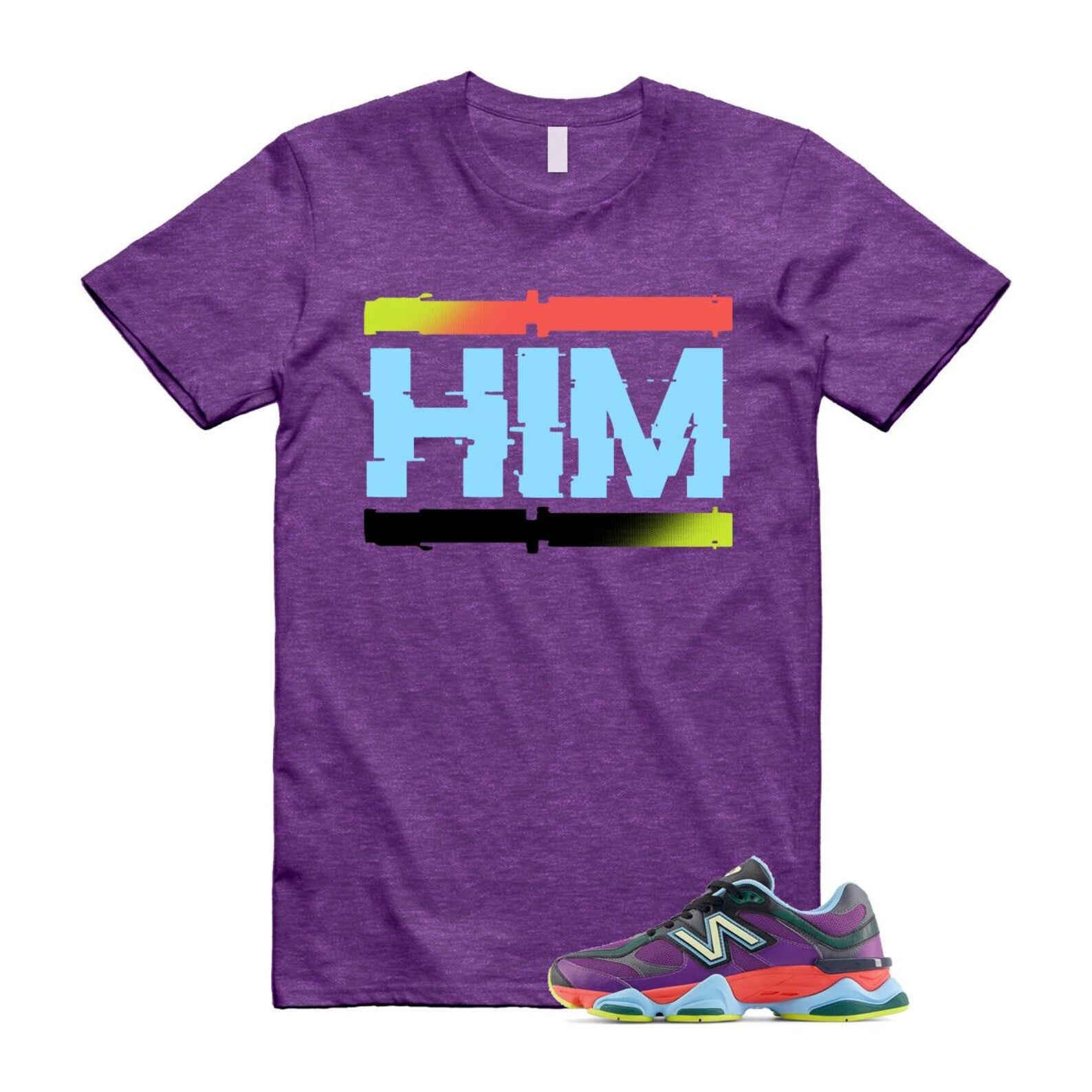9060 Neon Nights Purple Red Blue Black T Shirt Match HIM T-Shirt, Sneaker Match Tee