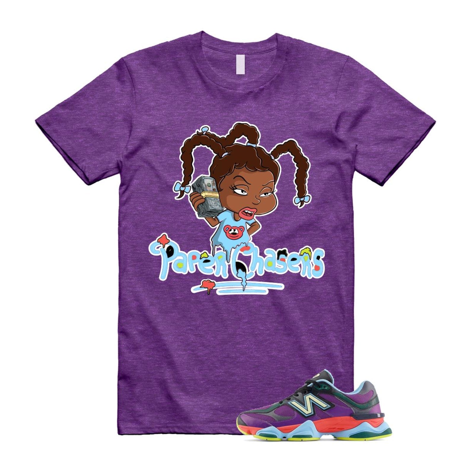 9060 Neon Nights Purple Red Blue Black T Shirt Match PC T-Shirt, Sneaker Match Tee