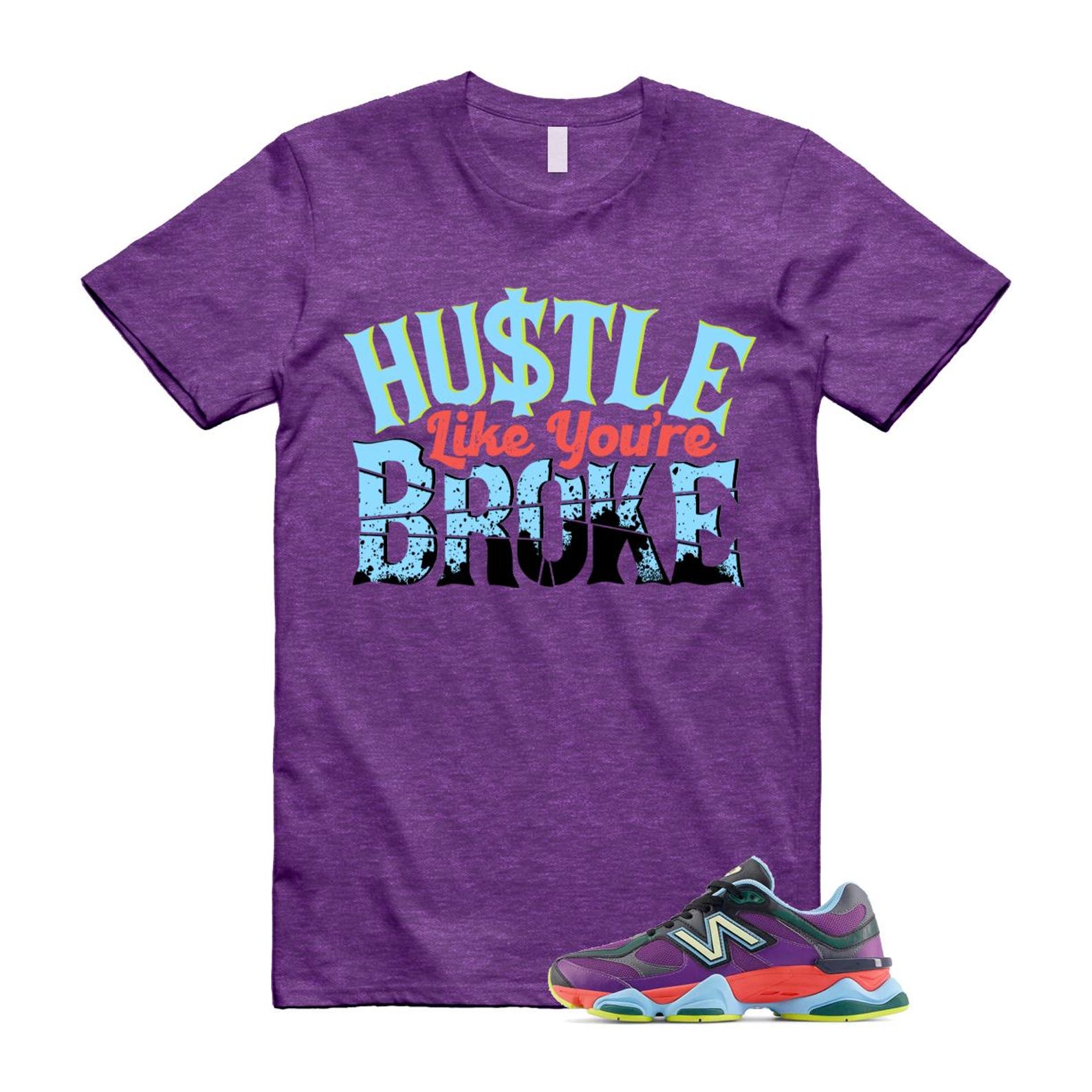 9060 Neon Nights Purple Red Blue Black T Shirt Match BROKE T-Shirt, Sneaker Match Tee