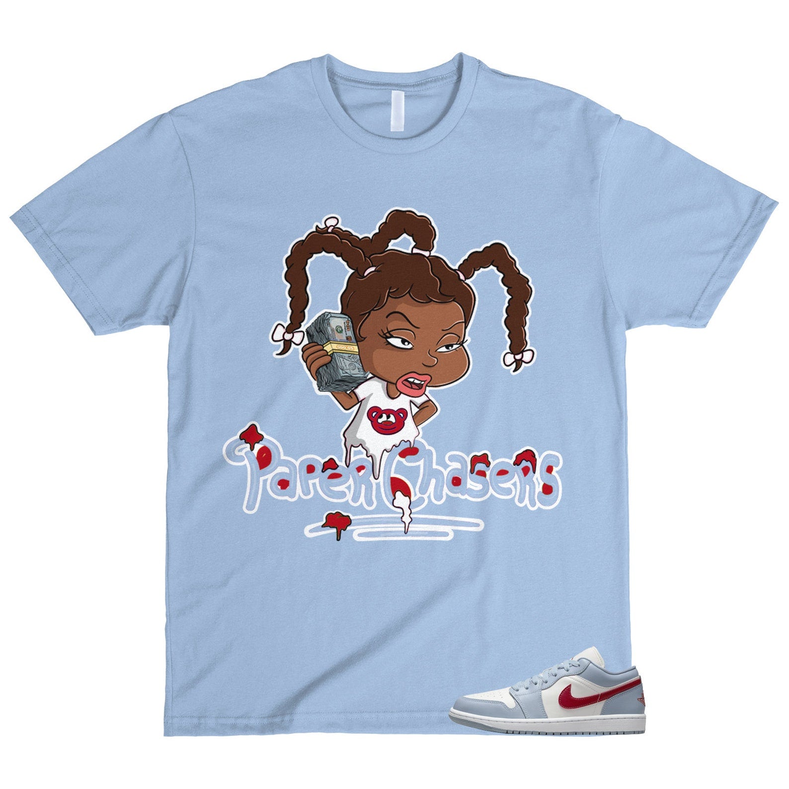 1 Blue Whisper Dune Red Grey White Sail Low T Shirt Match PC T-Shirt, Sneaker Match Tee