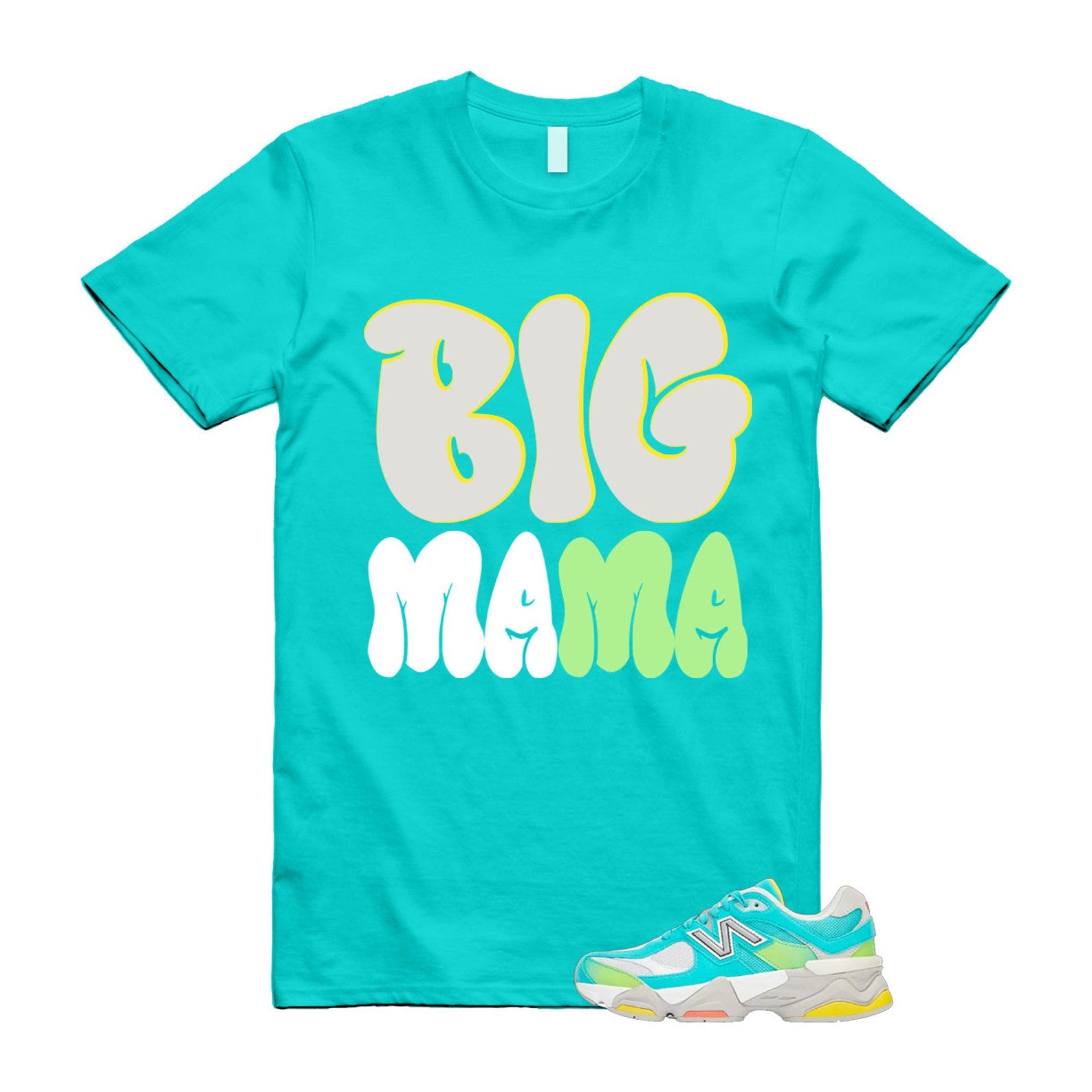 Cyan Burst 9060 Virtual Blue White Reflection Grey Guava Sunflower Yellow GS T Shirt Match MAMA T-Shirt, Sneaker Match Tee