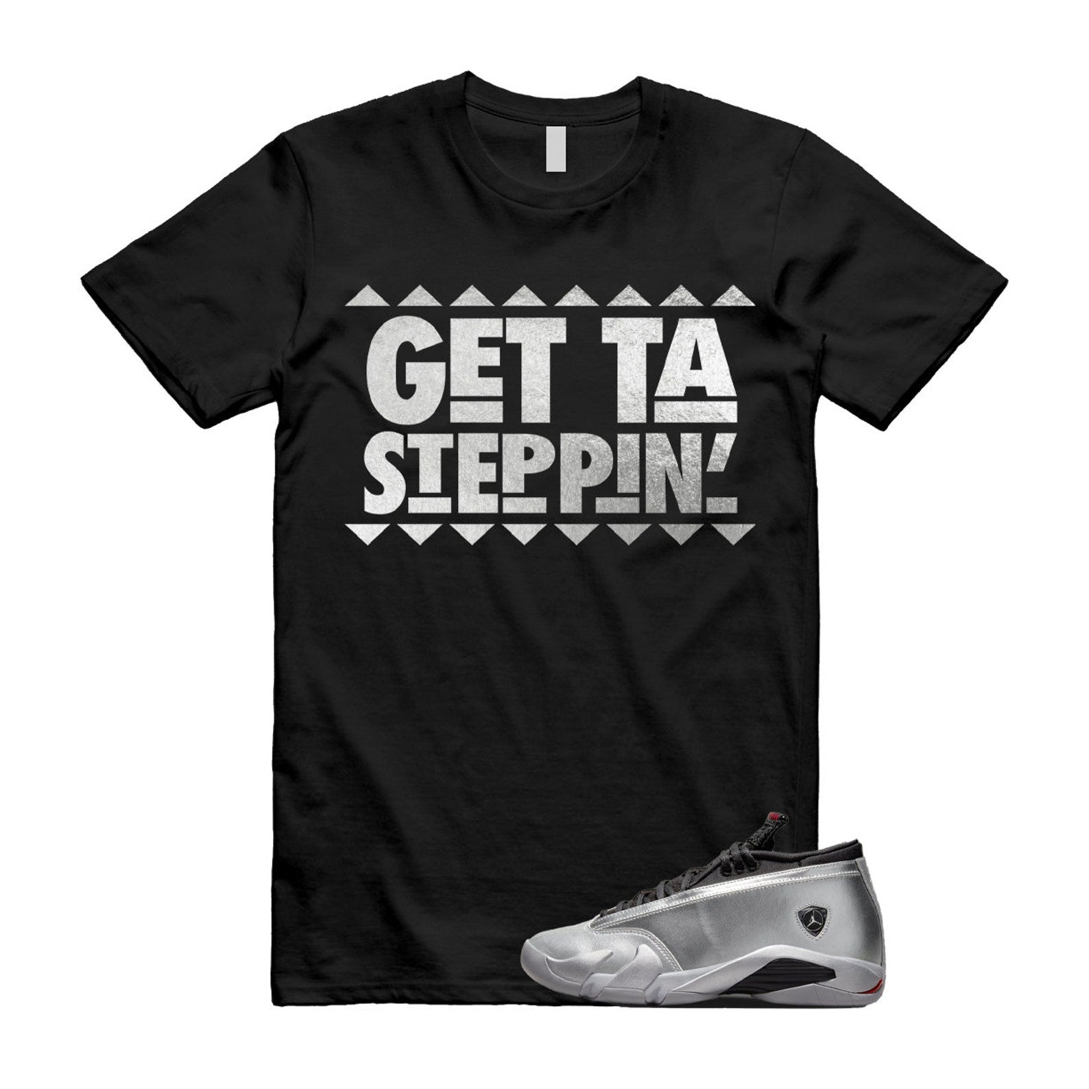 GET T Shirt to match Air J 14 Low WMNS Metallic Silver Fire Red Wolf Grey Black Retro T-Shirt, Sneaker Match Tee