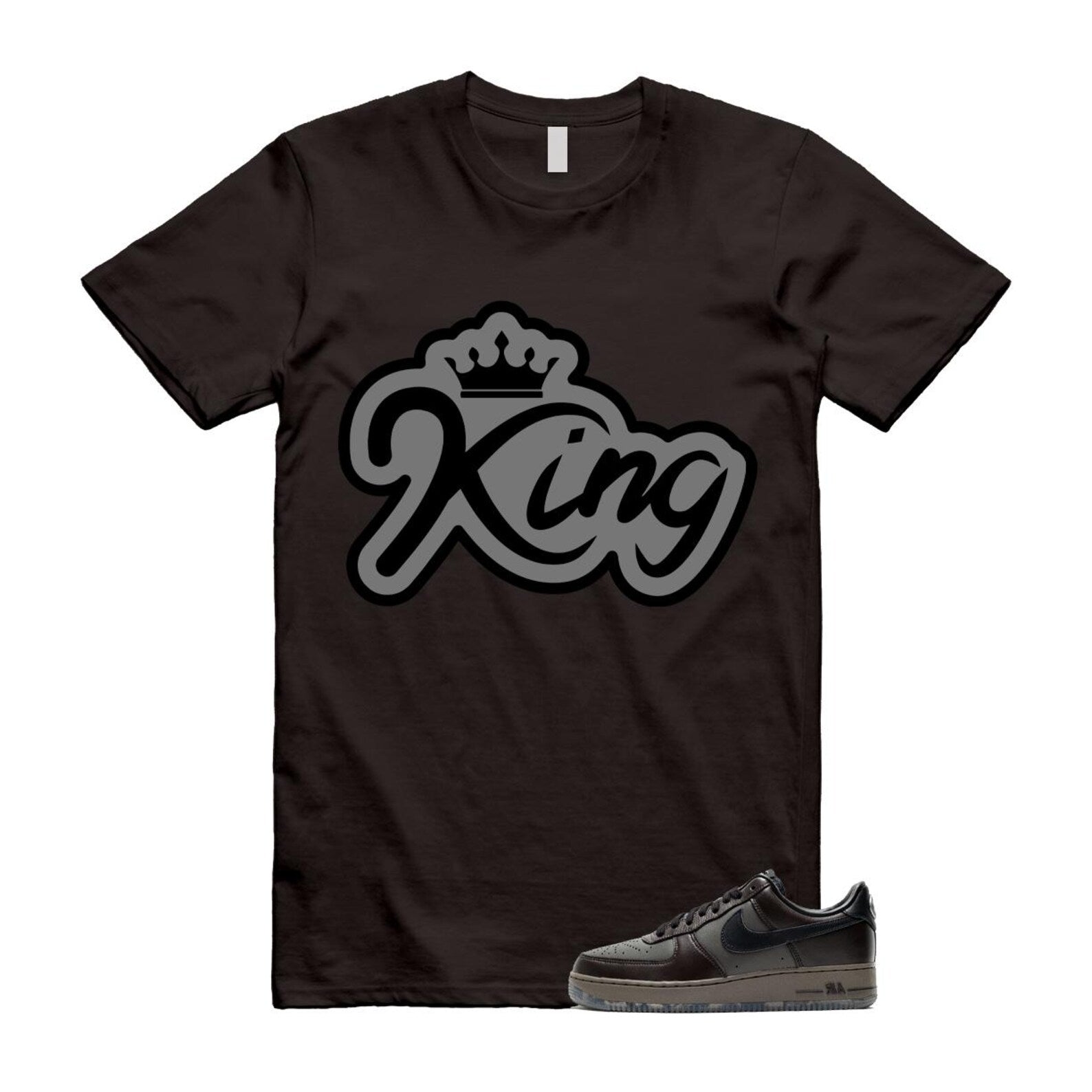 Air Force 1 Paris Black Tea Petra Brown Low T Shirt Match KING T-Shirt, Sneaker Match Tee
