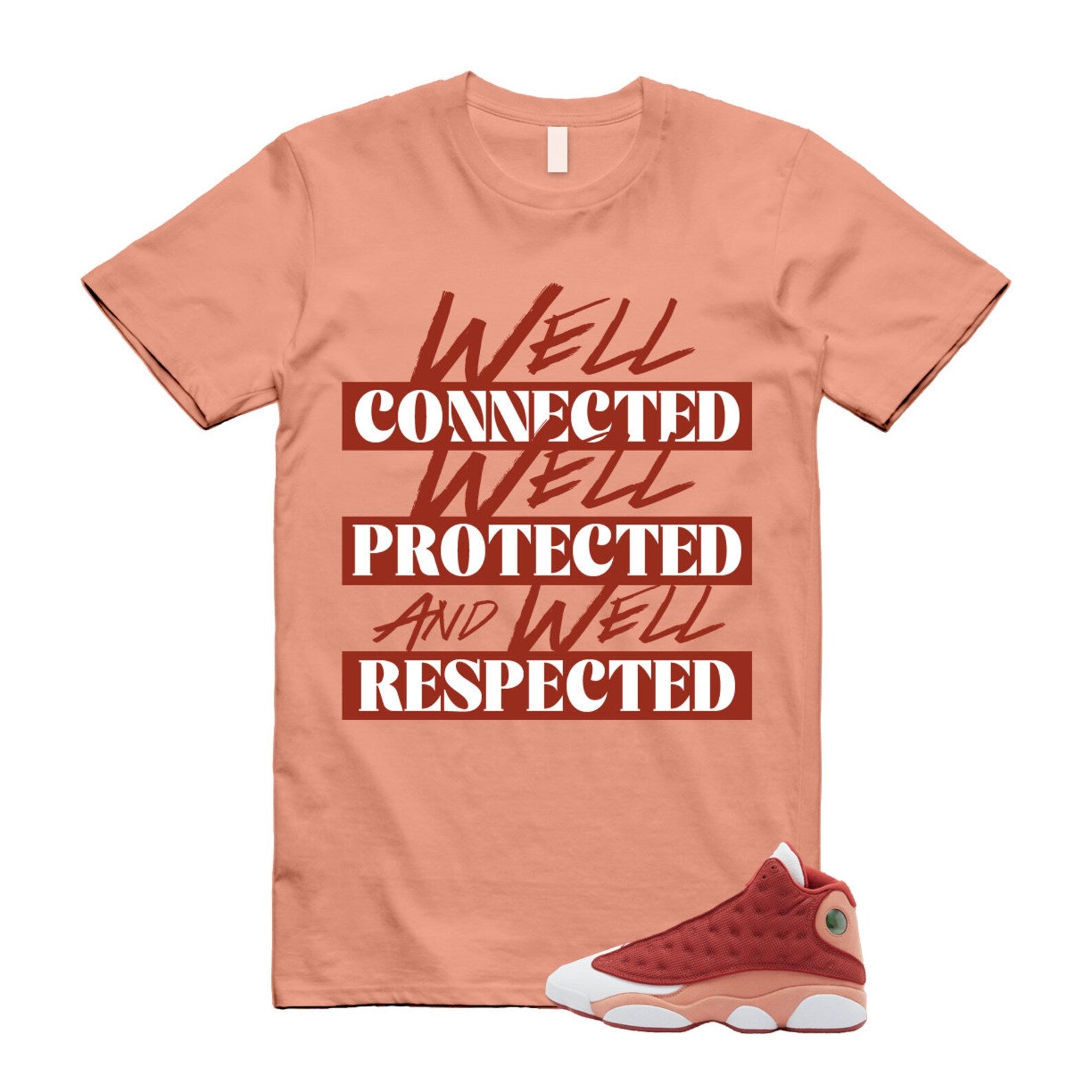 13 Dune Red Terra Blush White T Shirt Match WELL T-Shirt, Sneaker Match Tee