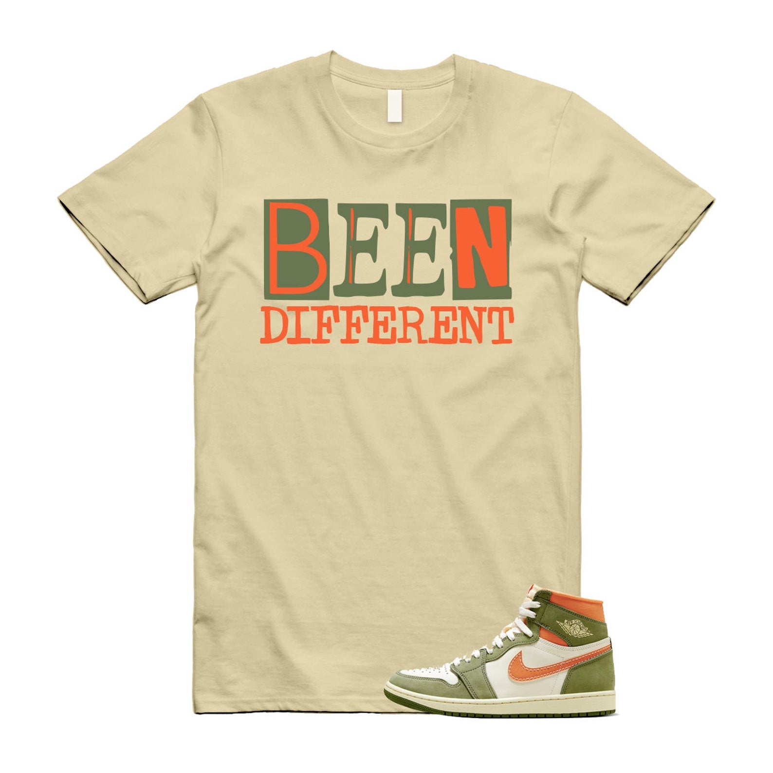 Craft Celadon 1 High OG Sky J Light Olive Bright Mandarin Coconut Milk T Shirt Match BEEN T-Shirt, Sneaker Match Tee