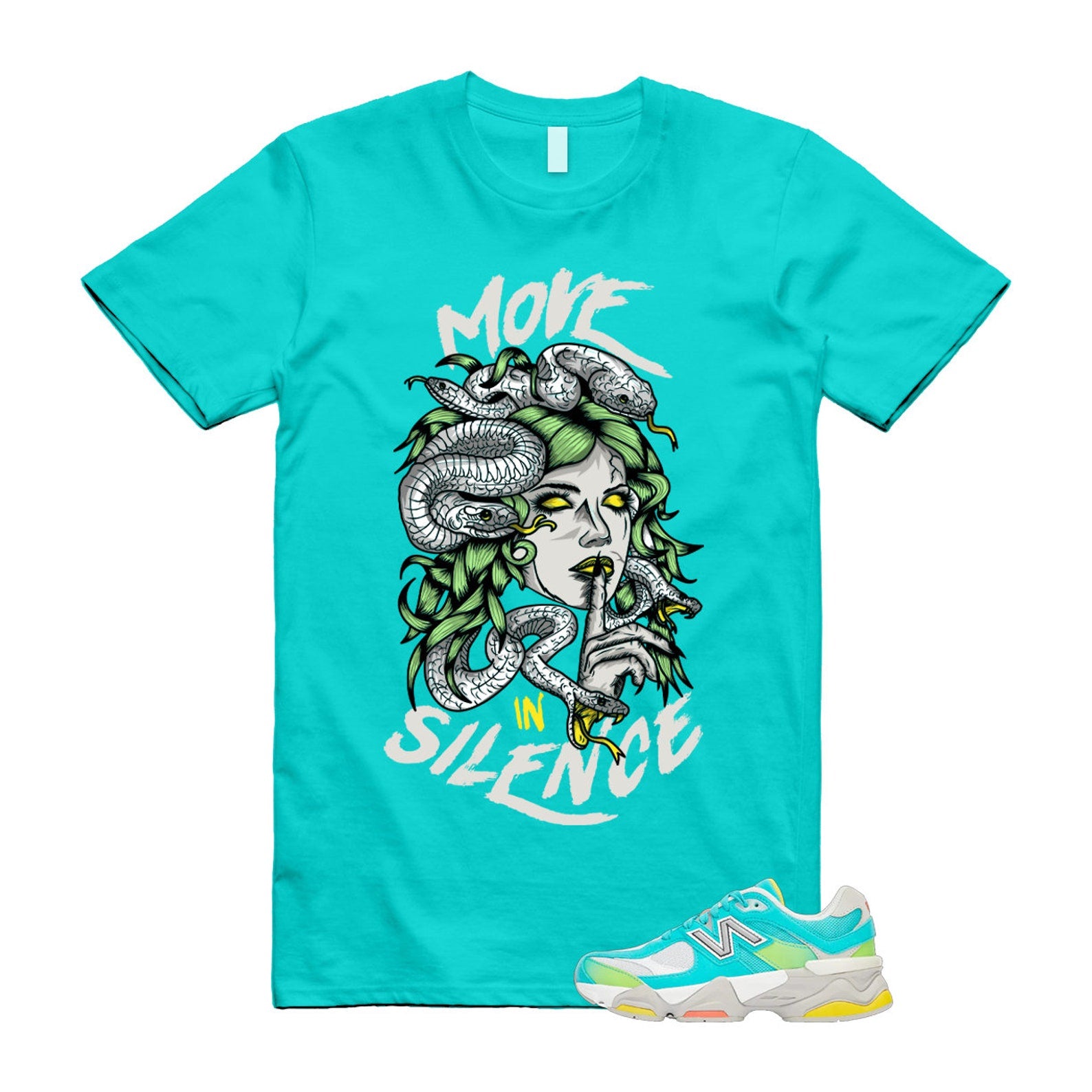 Cyan Burst 9060 Virtual Blue White Reflection Grey Guava Sunflower Yellow GS T Shirt Match MIS T-Shirt, Sneaker Match Tee
