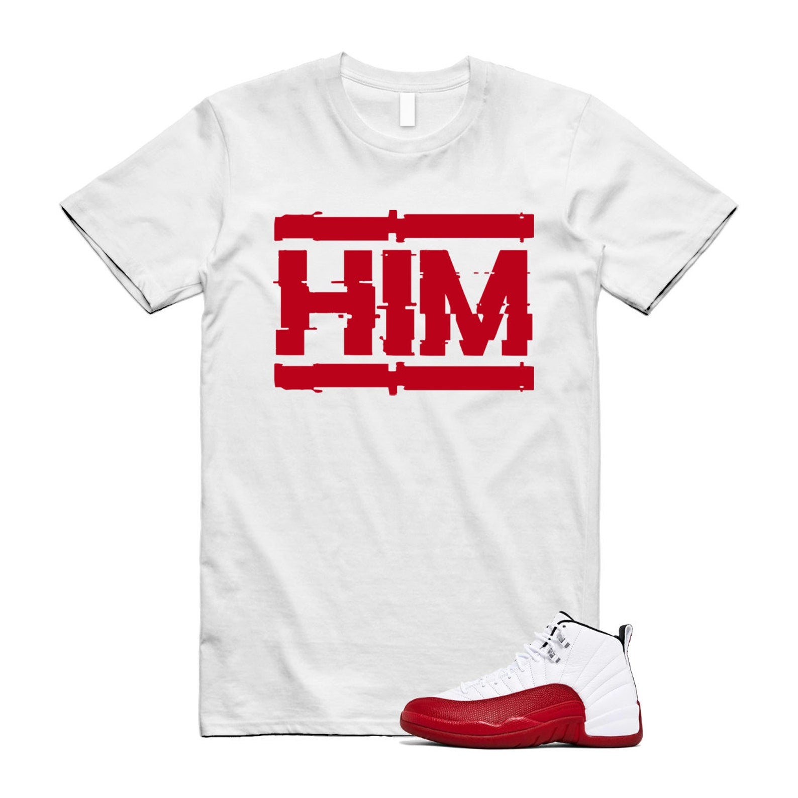 Cherry 12 Varsity Red White T Shirt Match HIM T-Shirt, Sneaker Match Tee