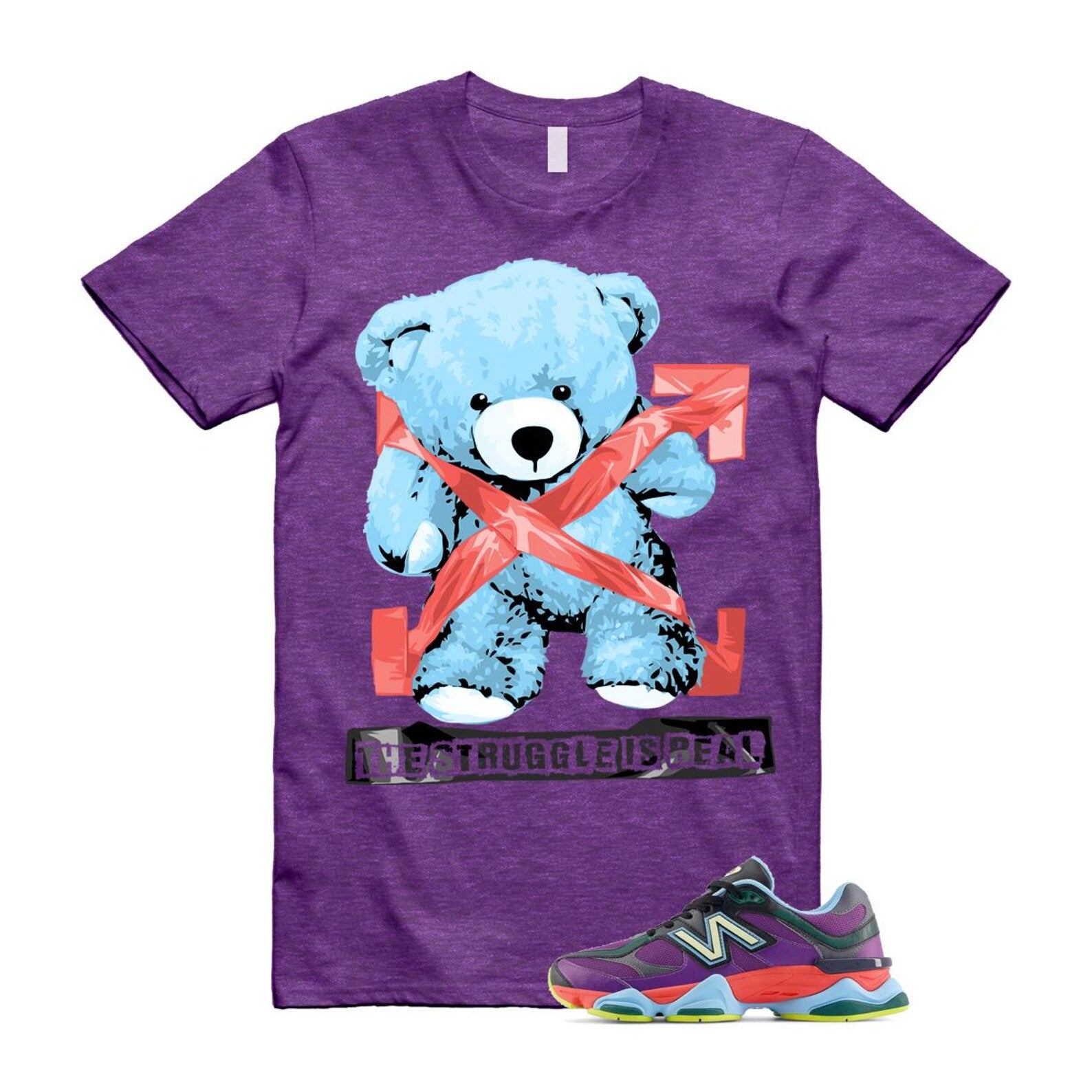 9060 Neon Nights Purple Red Blue Black T Shirt Match STRUG T-Shirt, Sneaker Match Tee