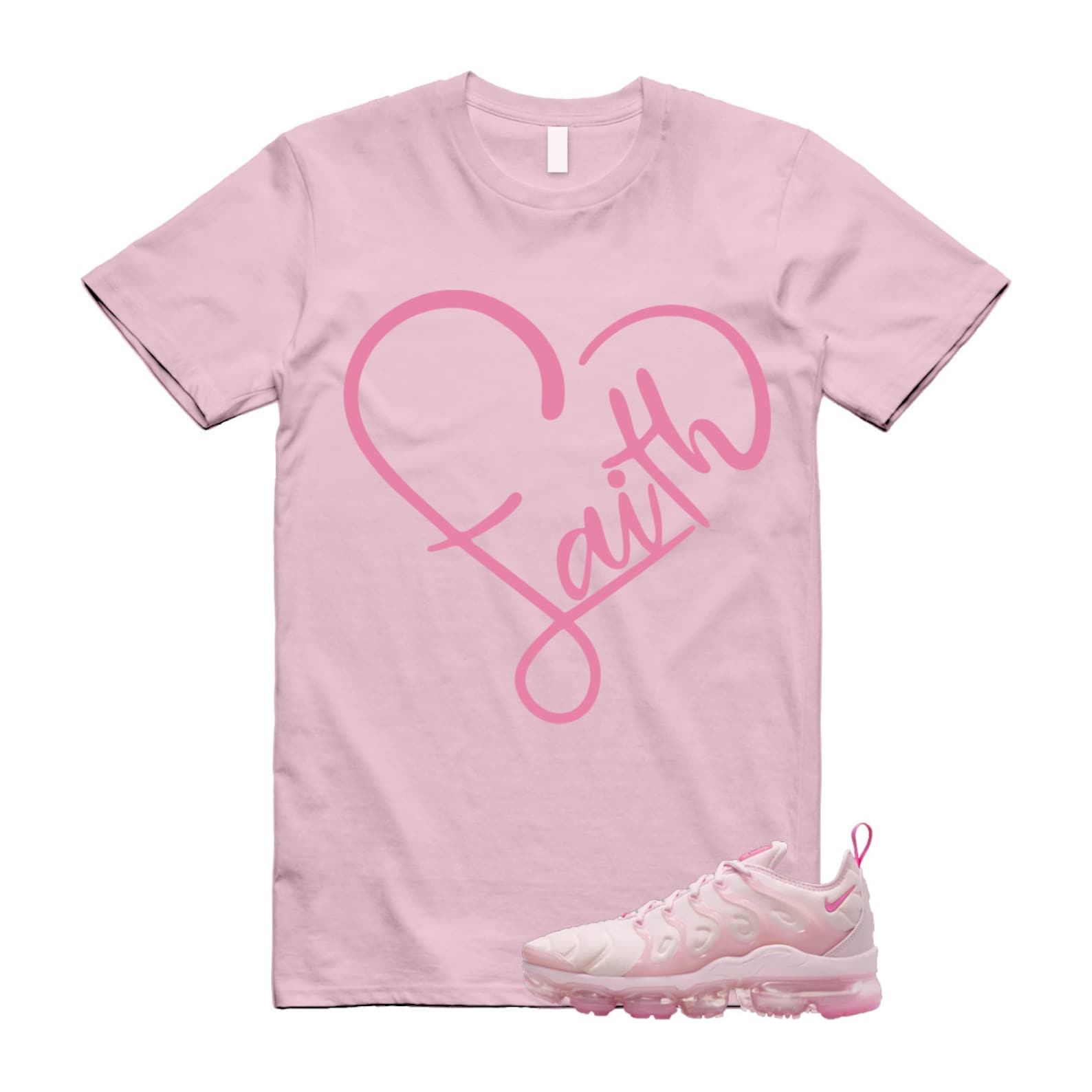 VaporMax Pink Foam Playful Air Plus T Shirt Match FAITH T-Shirt, Sneaker Match Tee