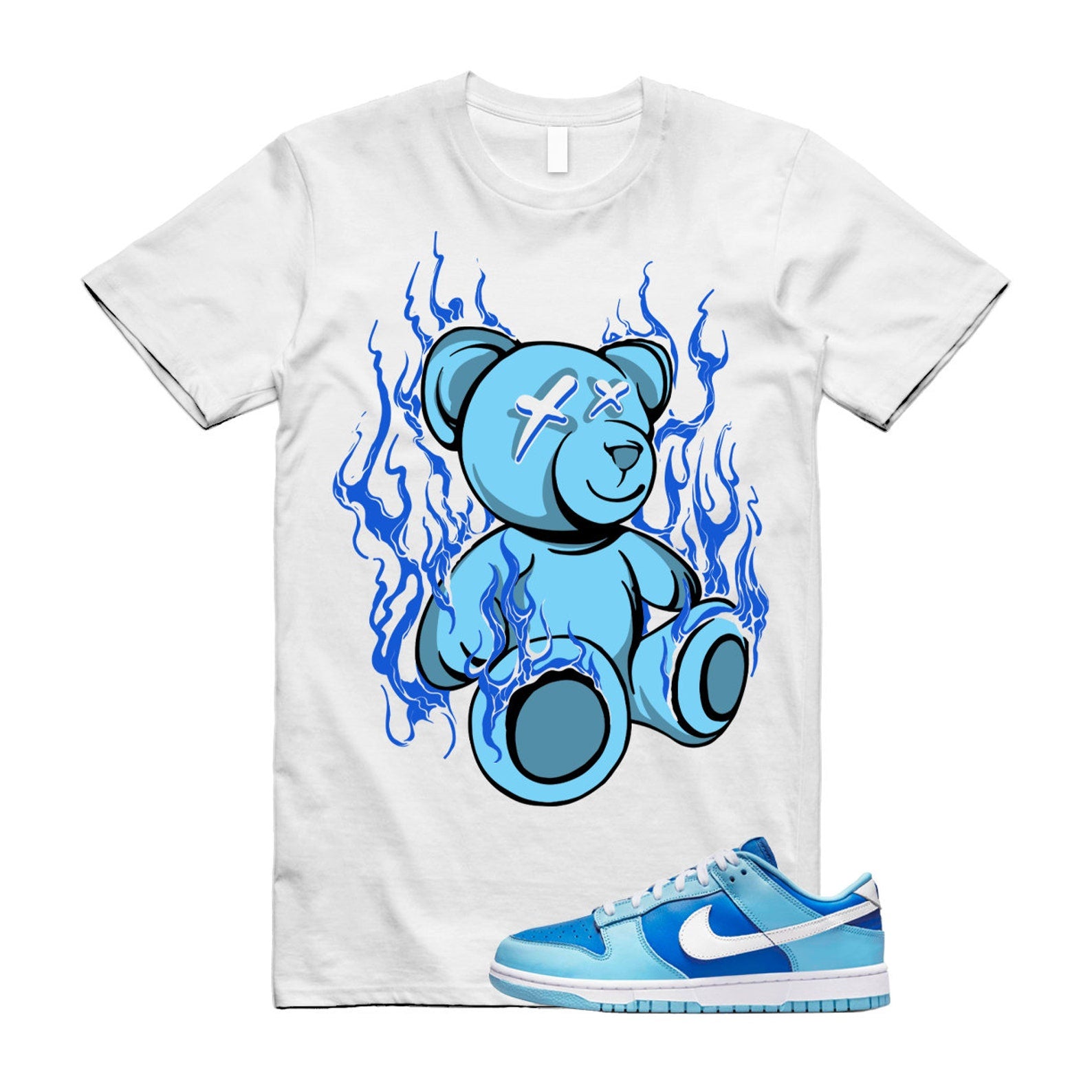 White LIT T Shirt to match Dunk Low Argon Blue Flash Marina Dutch UNC University VaporMax Plus Chill T-Shirt, Sneaker Match Tee
