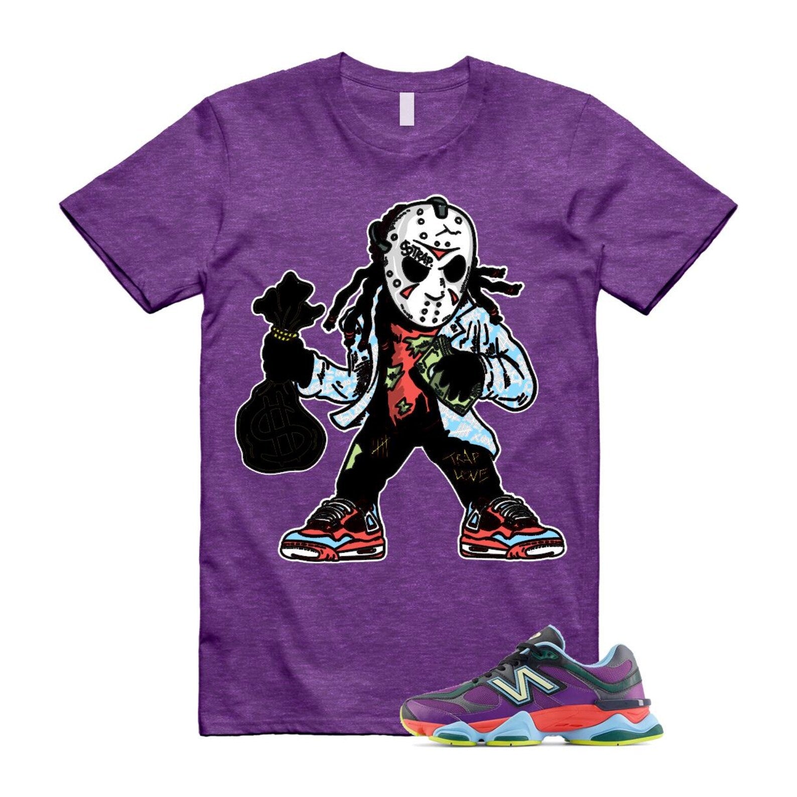 9060 Neon Nights Purple Red Blue Black T Shirt Match JASON T-Shirt, Sneaker Match Tee