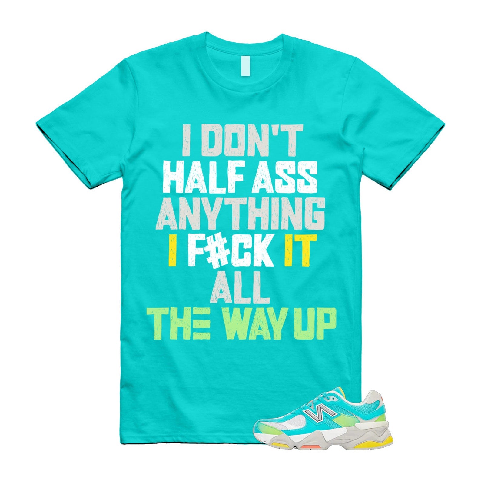 Cyan Burst 9060 Virtual Blue White Reflection Grey Guava Sunflower Yellow GS T Shirt Match HALF T-Shirt, Sneaker Match Tee