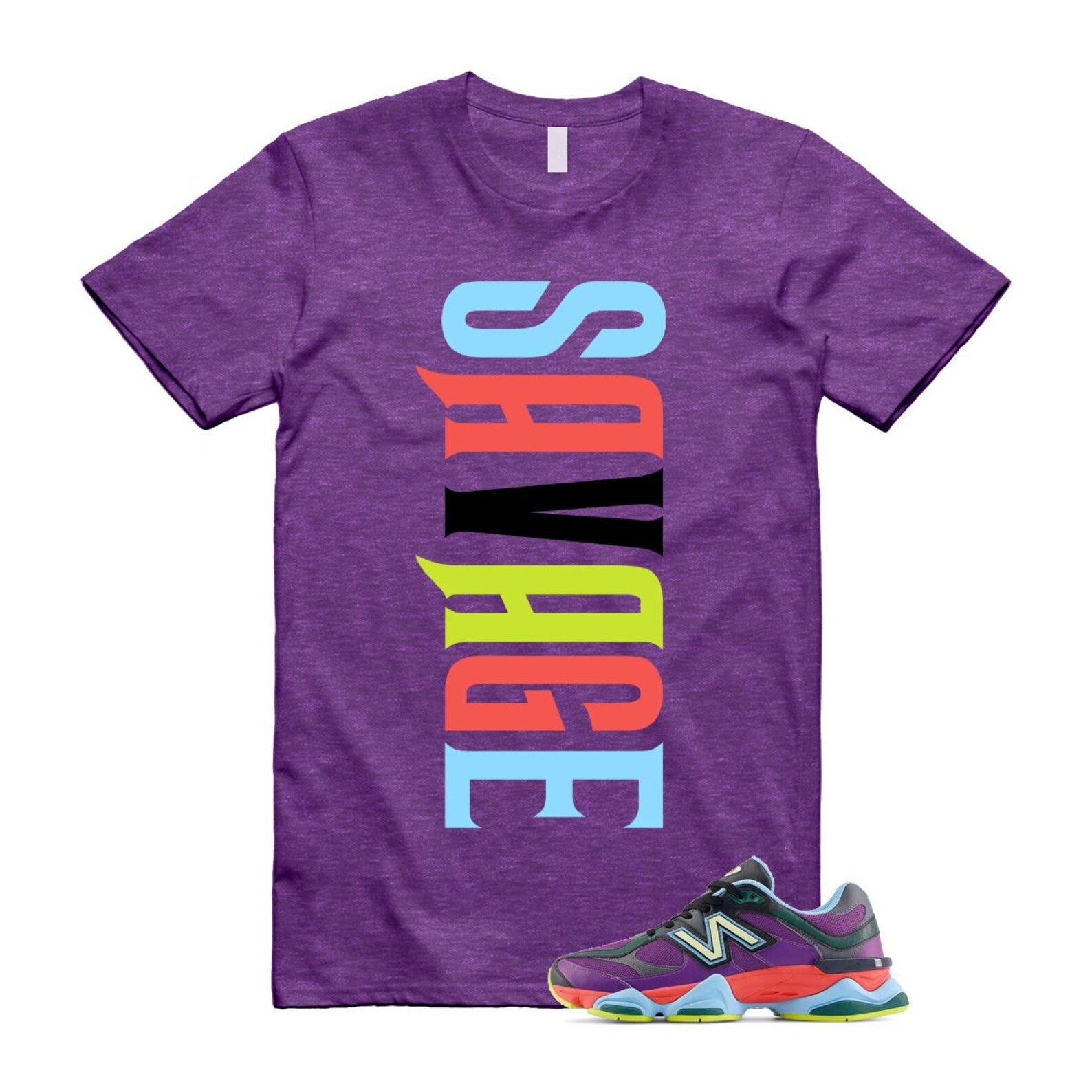 9060 Neon Nights Purple Red Blue Black T Shirt Match VERTSAV T-Shirt, Sneaker Match Tee